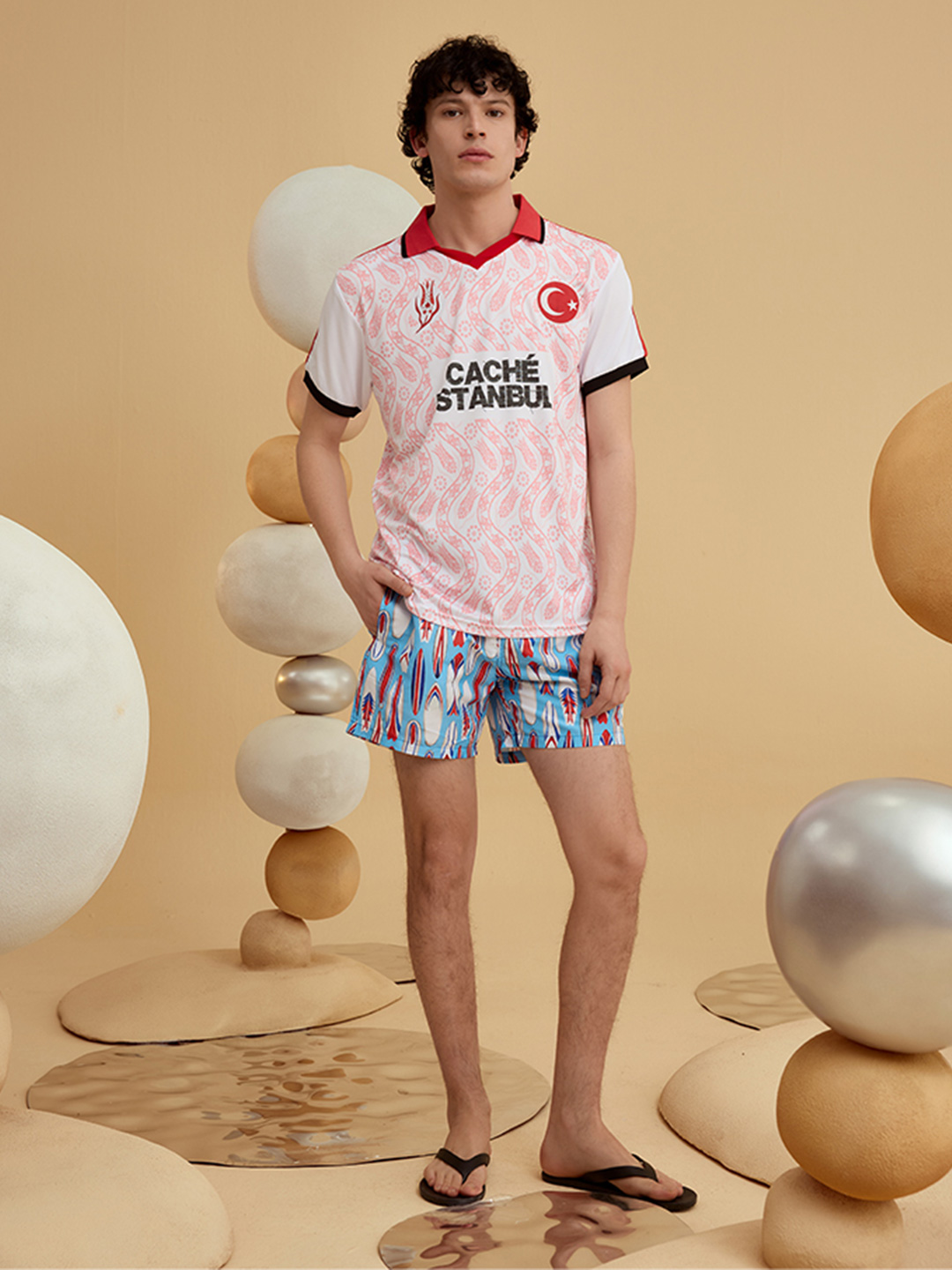 Tüy Desenli Erkek Şort Mayo 