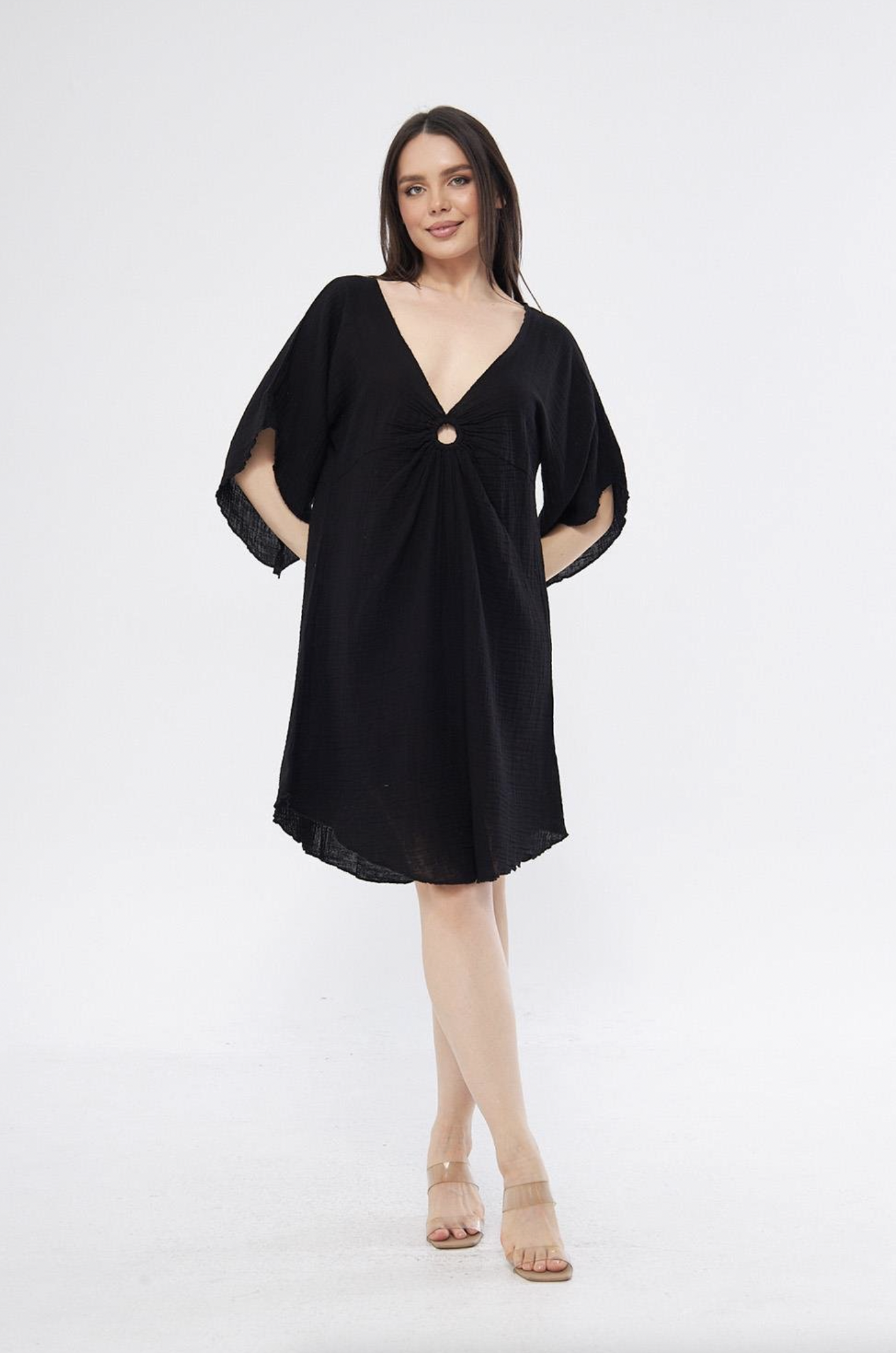 Halkalı Mini Siyah Elbise