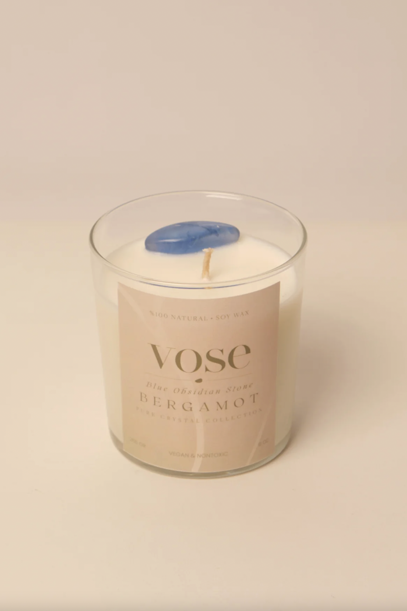 Vose Mavi Obsidyen Taşlı Doğal Soya Mumu The Blue Stone – Bergamot Candle