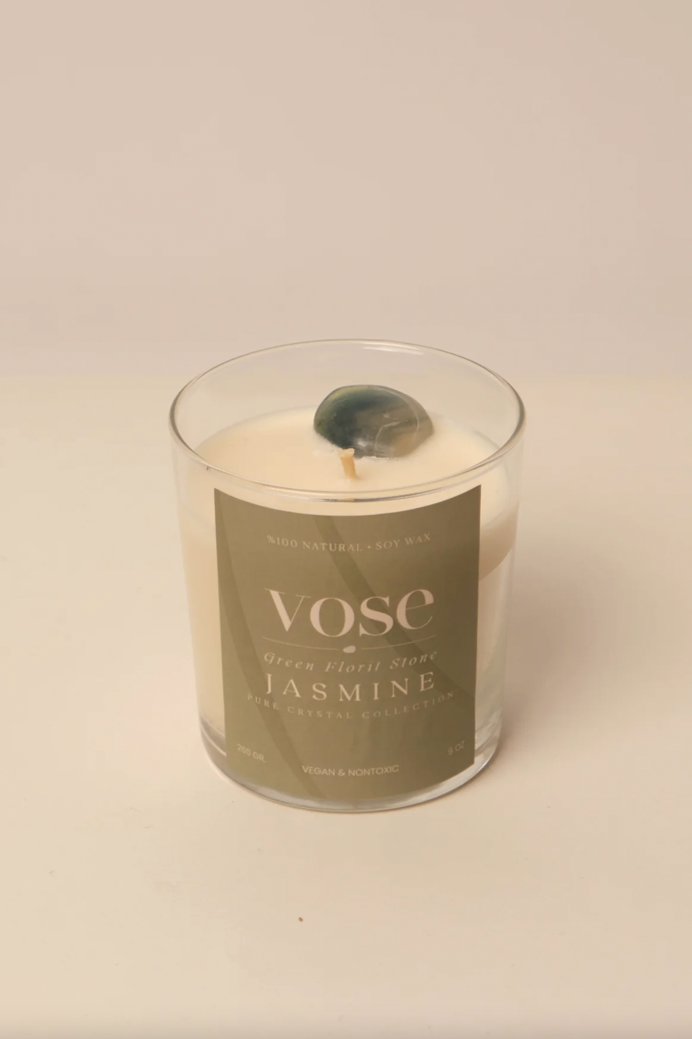 Vose Yeşil Florit Taşlı Yasemin Kokulu Doğal Soya Mumu