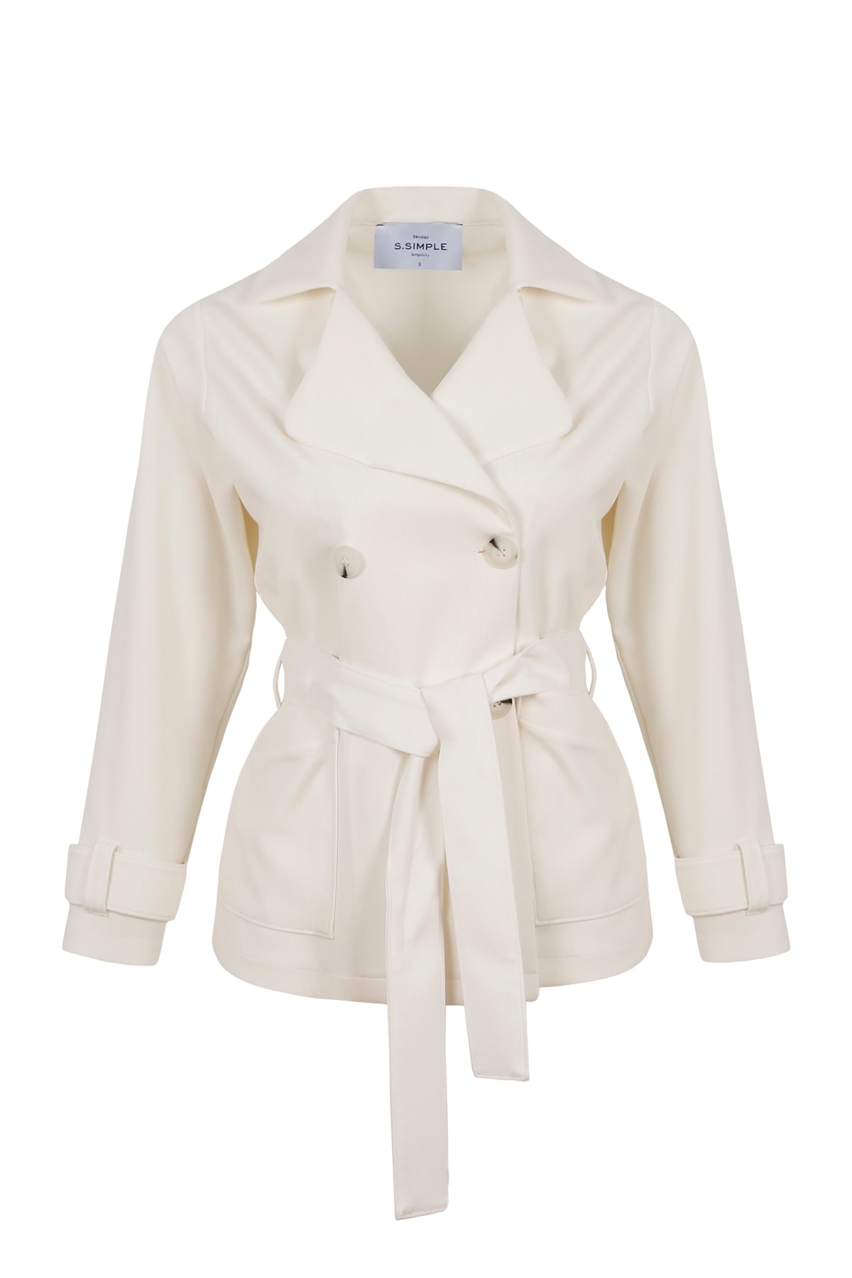 Cross Blazer Kruvaze Örme Ekru Ceket