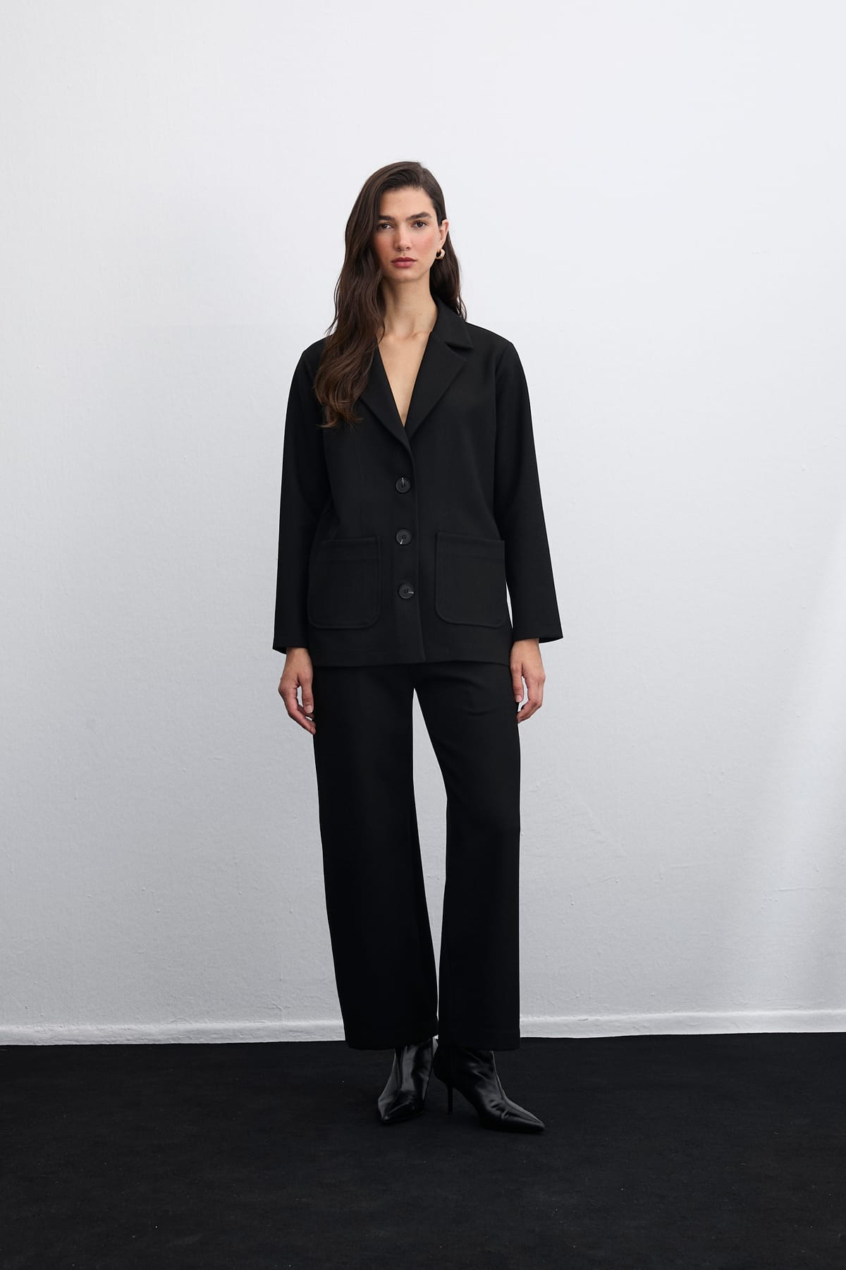 Core Relax Lastikli Bol Paça Siyah Pantolon