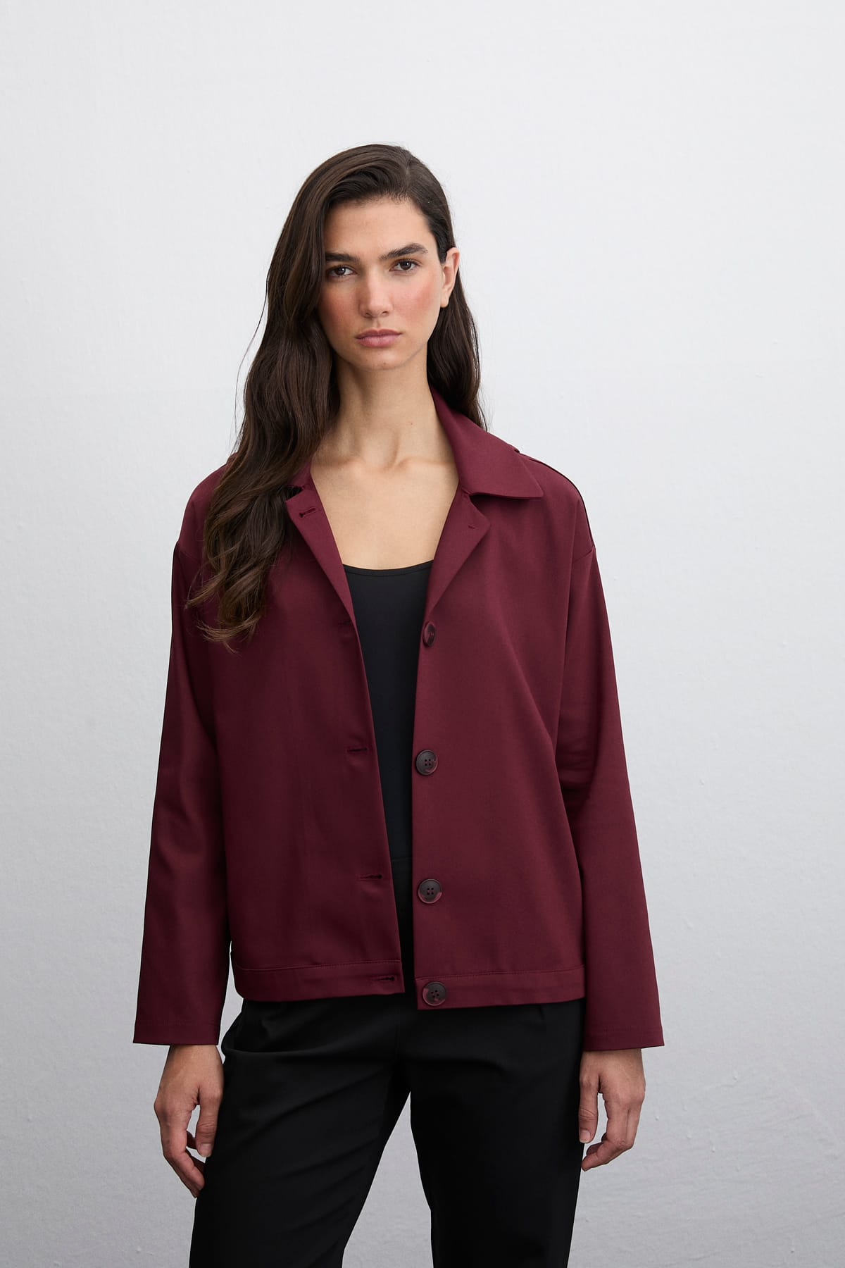 Origin Kapüşon Detaylı Klasik Yaka Bordo Ceket