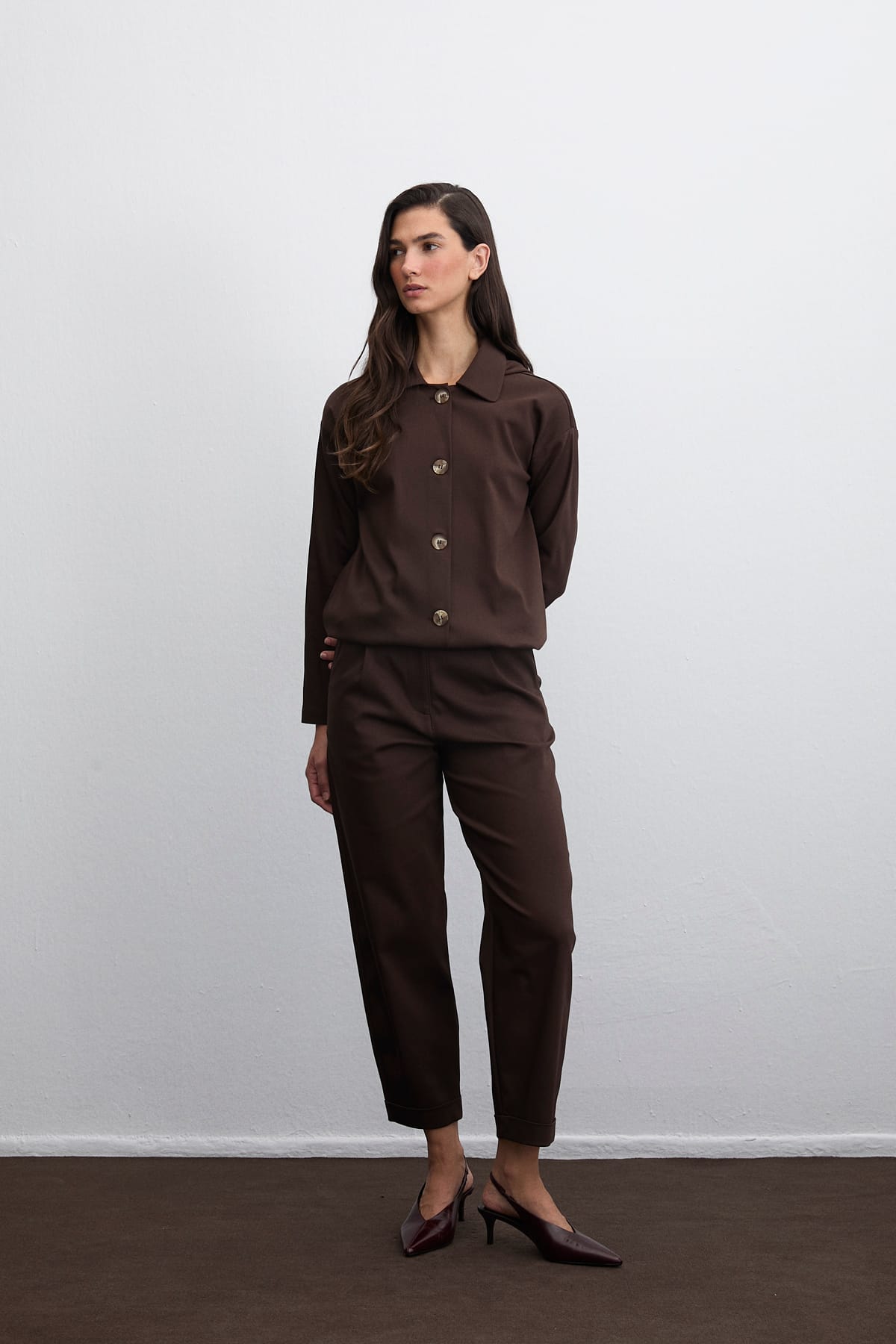 Origin Kapüşon Detaylı Klasik Yaka Kahverengi Ceket