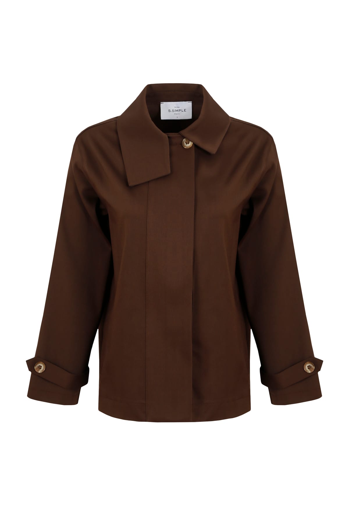 Light Yaka Detaylı Önden Açılabilir Kahverengi Ceket