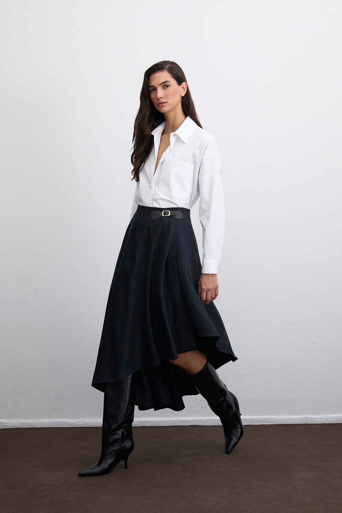 Sierra Süet Kemer Detaylı Lacivert Etek