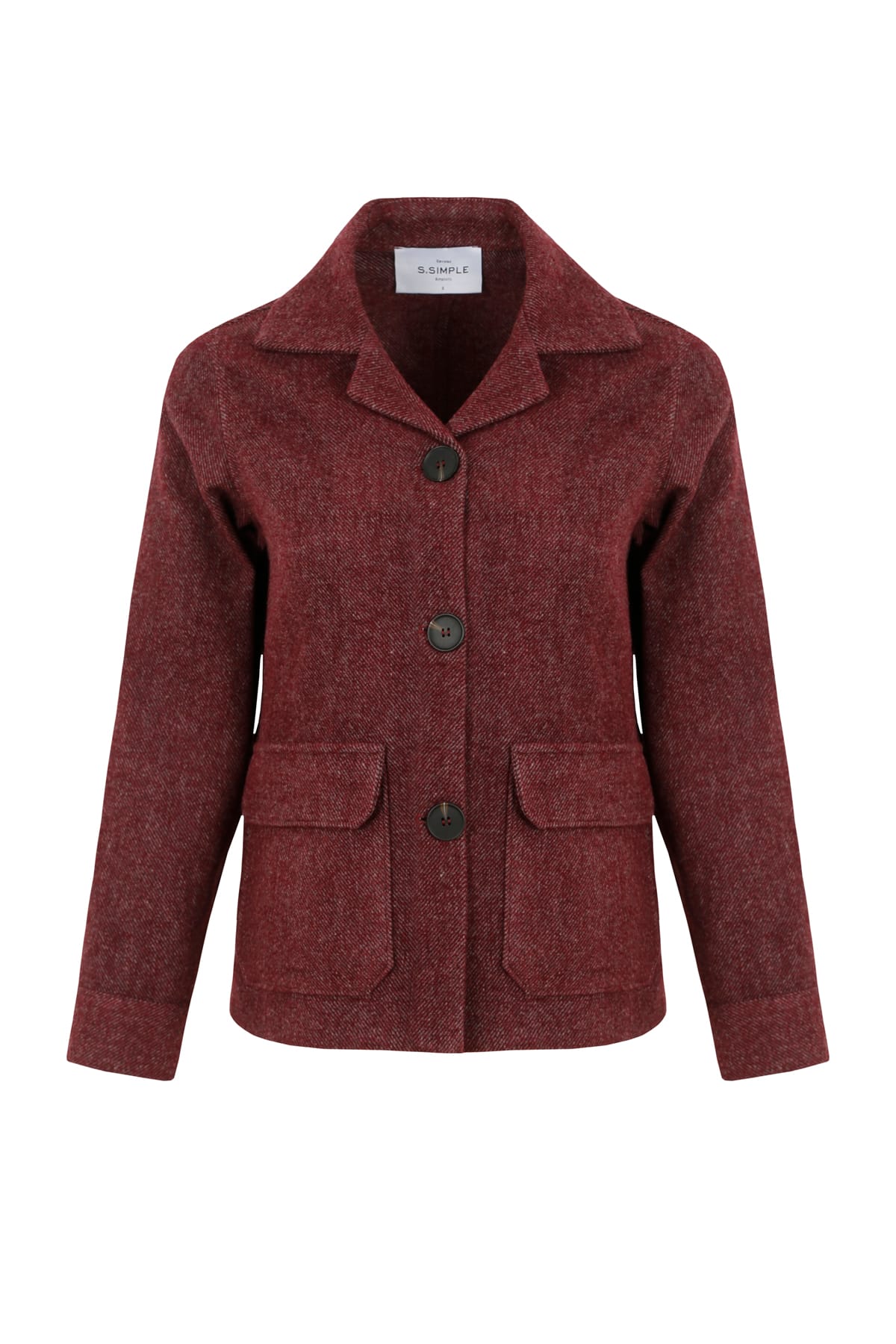 Contour Kaşe Arkasında Kemer Detaylı Bordo Ceket