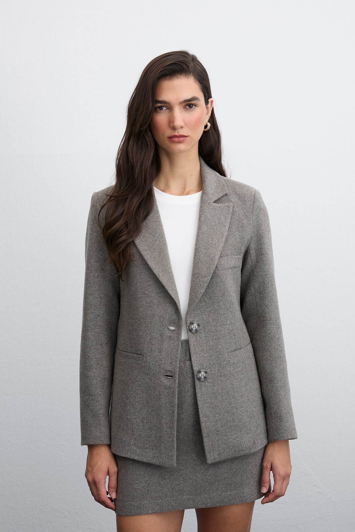 Heritage Kaşe Blazer Gri Ceket