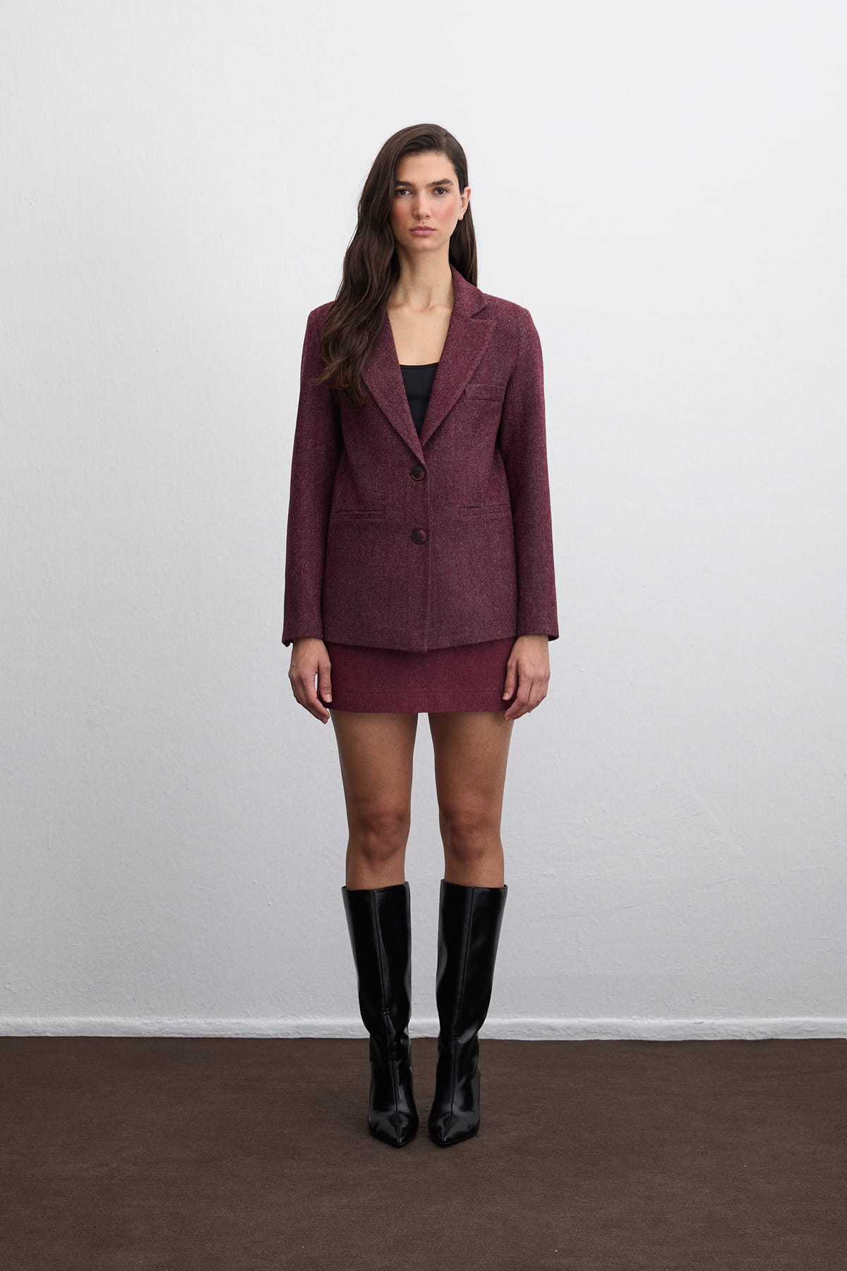Heritage Kaşe Blazer Bordo Ceket