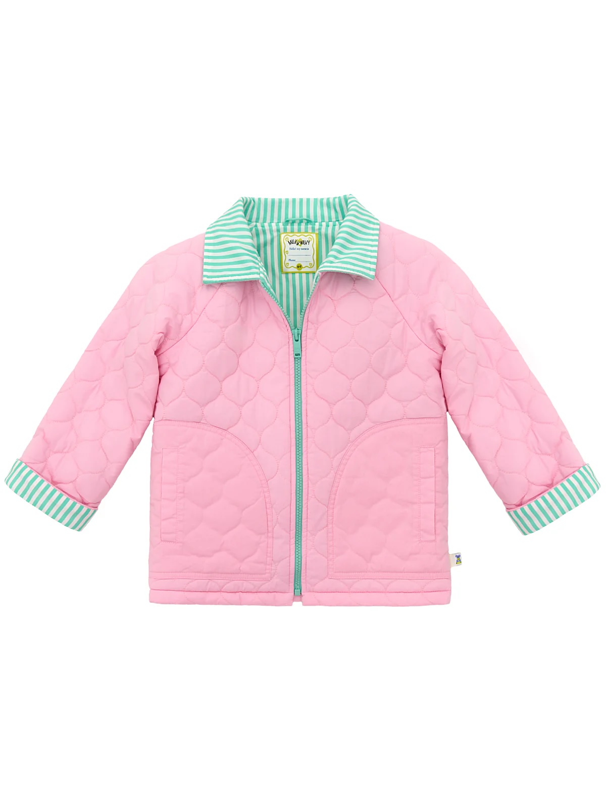 Polo Yaka Pembe Yeşil Kapitone Mont