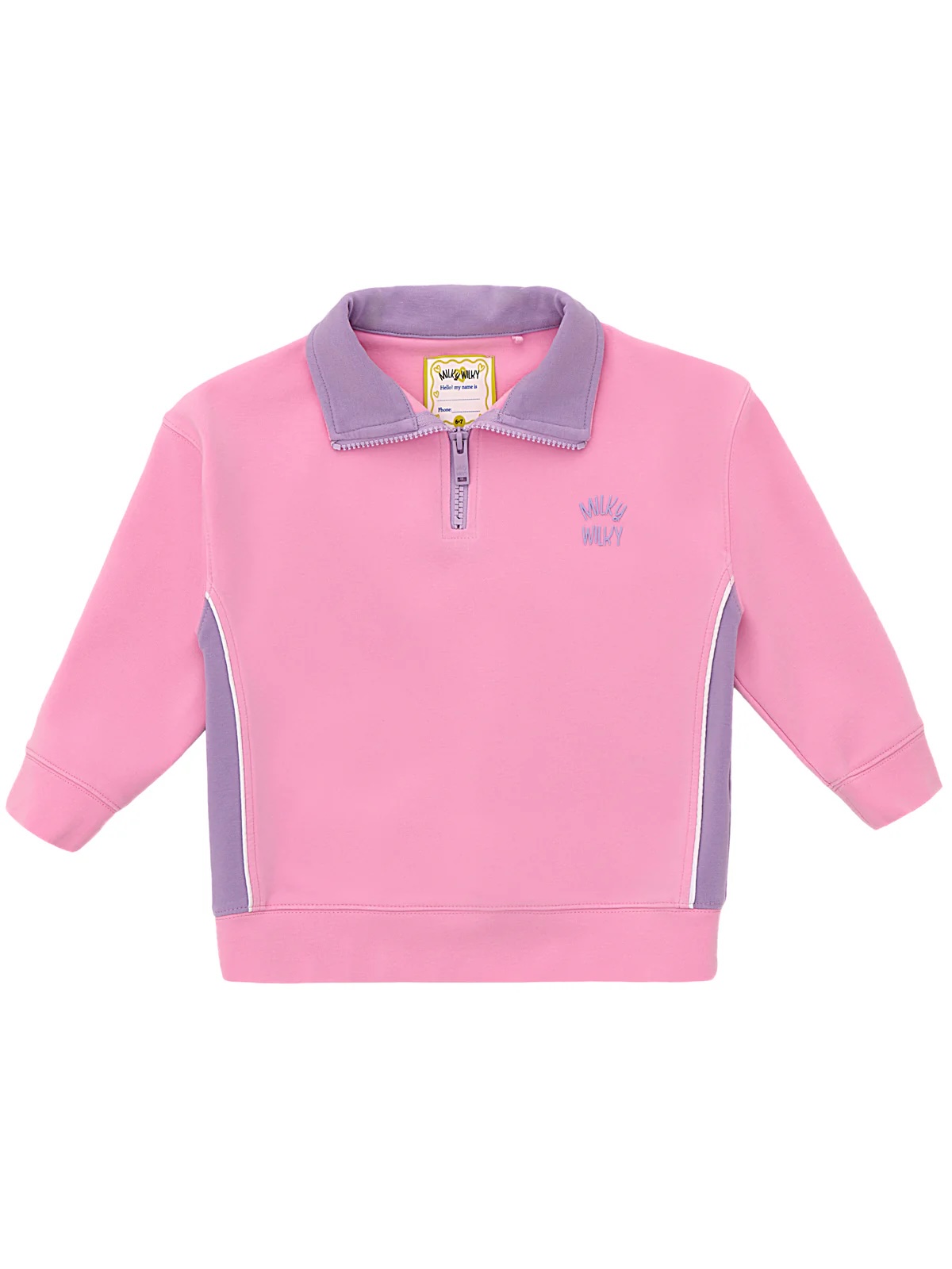 Yarım Fermuarlı Dik Yaka Pembe Lila Eşofman Üstü