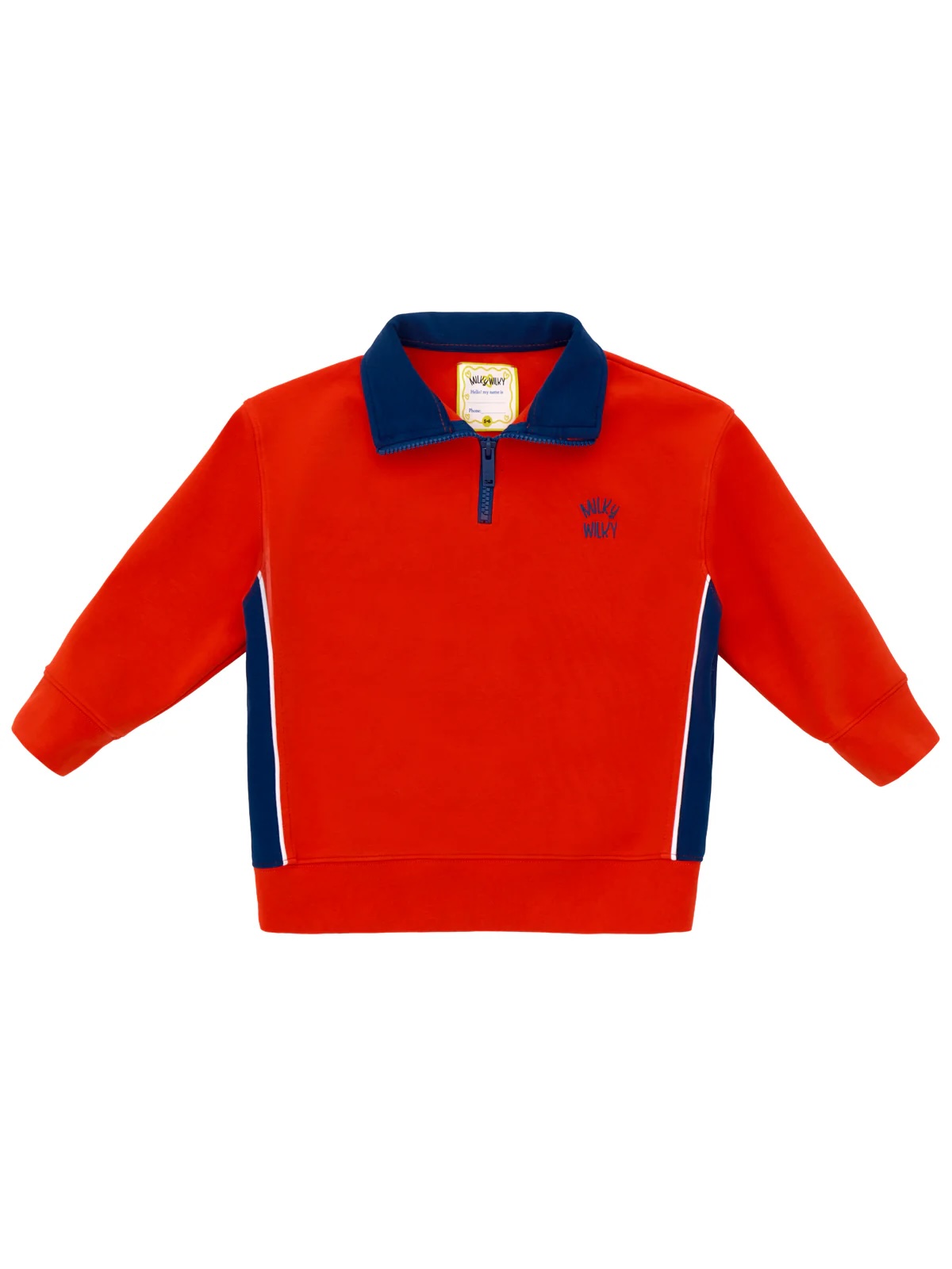 Yarım Fermuarlı Dik Yaka Turuncu Lacivert Eşofman Üstü