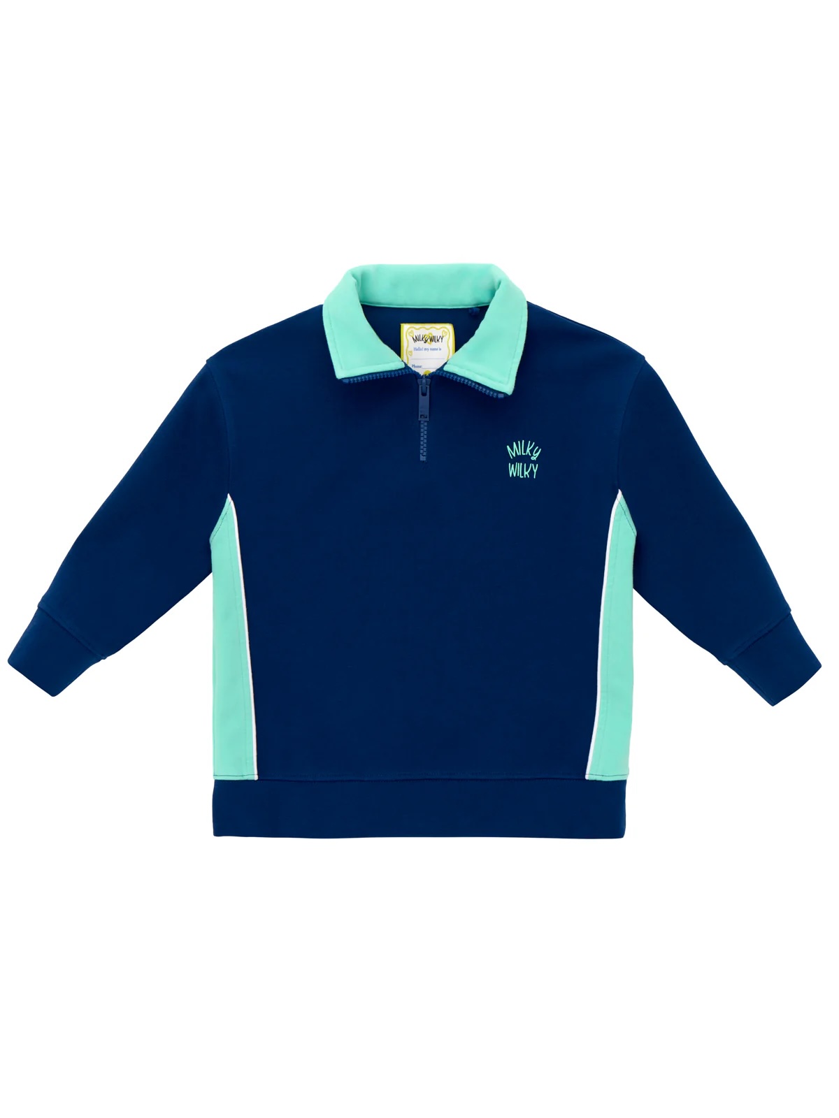 Yarım Fermuarlı Dik Yaka Lacivert Yeşil Eşofman Üstü