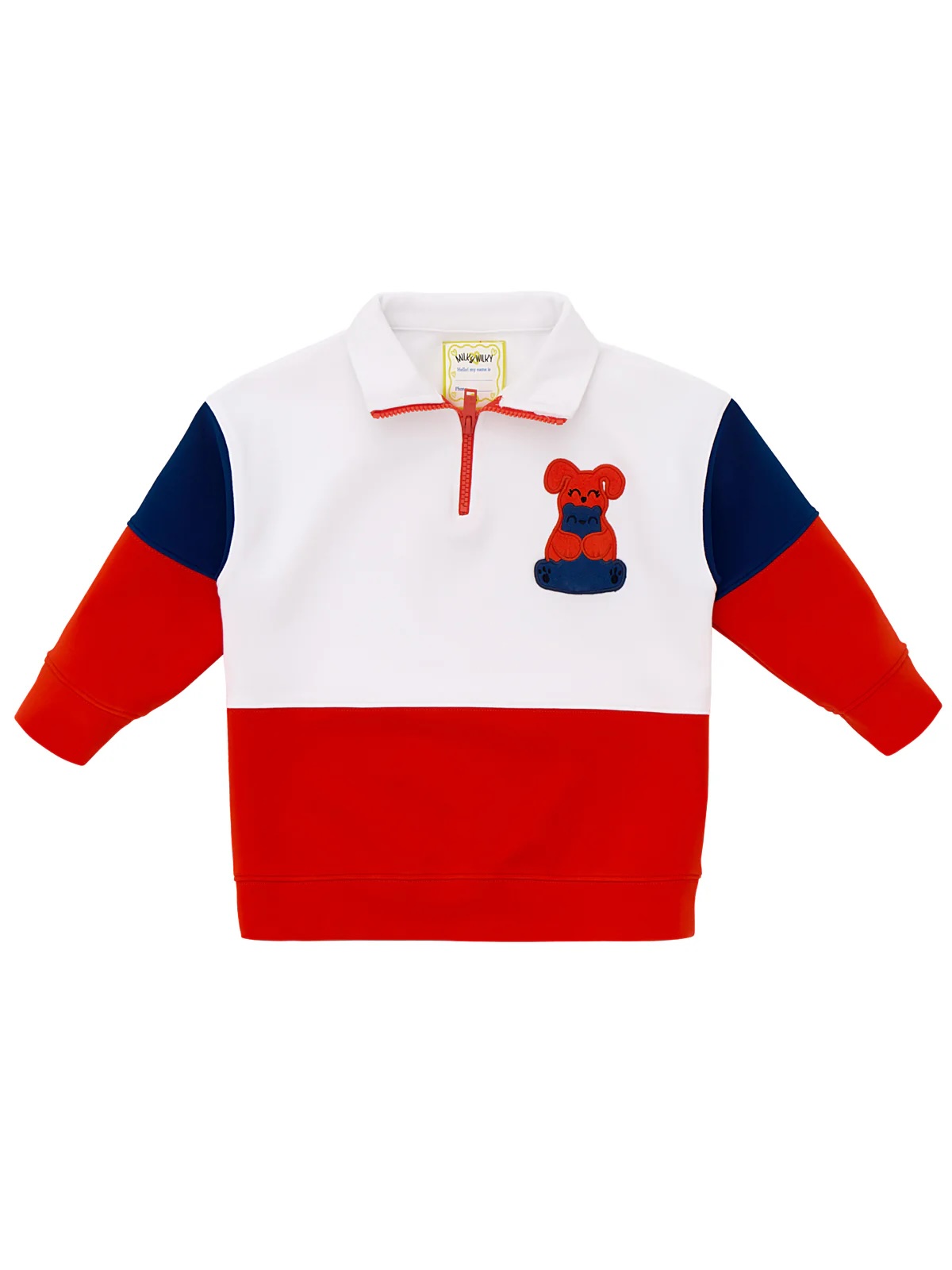 Yarım Fermuarlı Dik Yaka Sesli Turuncu Lacivert Eşofman Üstü