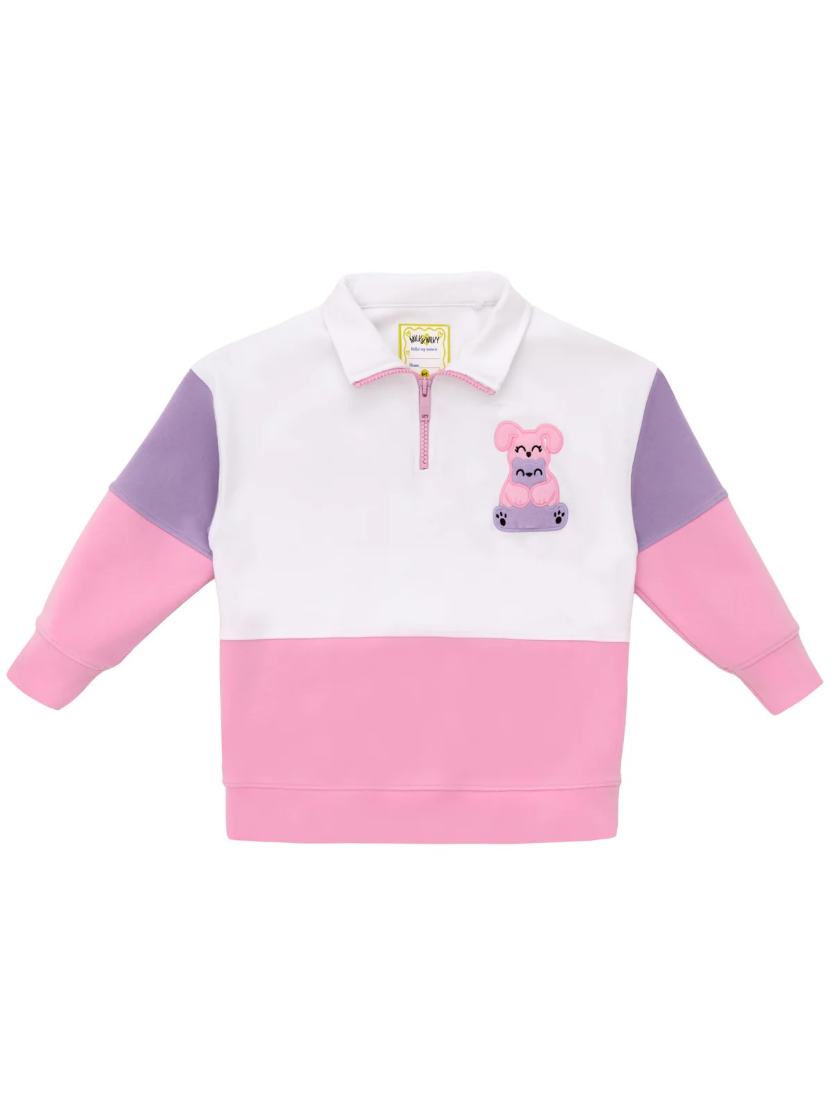 Yarım Fermuarlı Dik Yaka Sesli Pembe Lila Eşofman Üstü