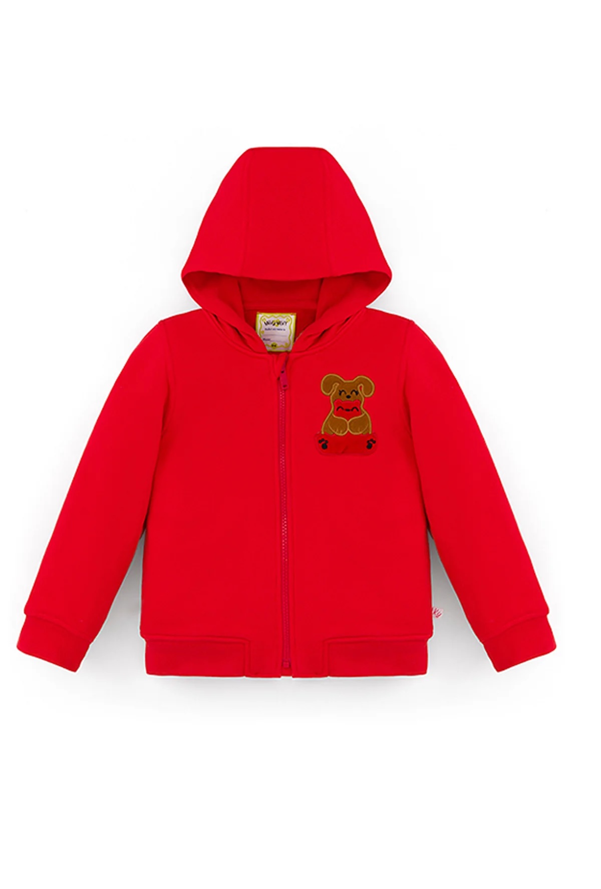 Ses Çıkaran Kırmızı Fermuarlı Kapüşonlu Sweatshirt