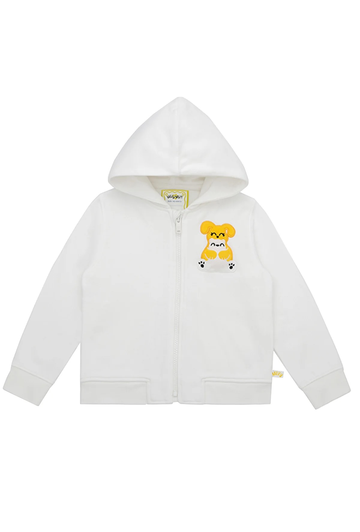 Ses Çıkaran Beyaz Fermuarlı Kapüşonlu Sweatshirt