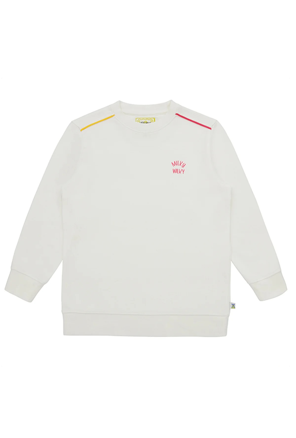 Kız Çocuk Beyaz Bisiklet Yaka Sweatshirt