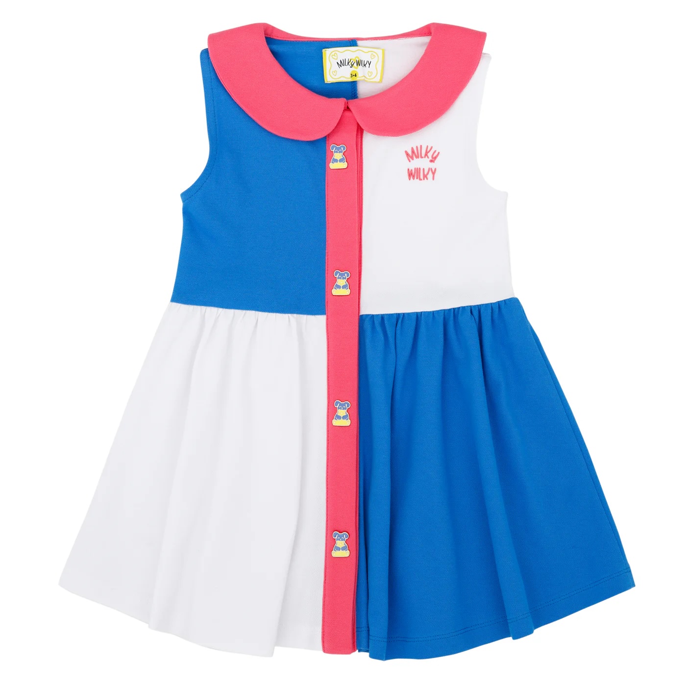 Mavi Beyaz Blok Renkli Elbise