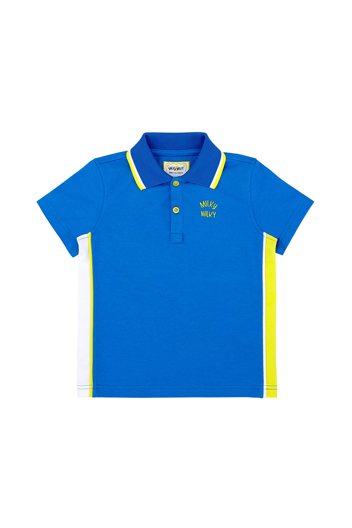 Mavi Polo Yaka Kenar Biyeli Tshirt