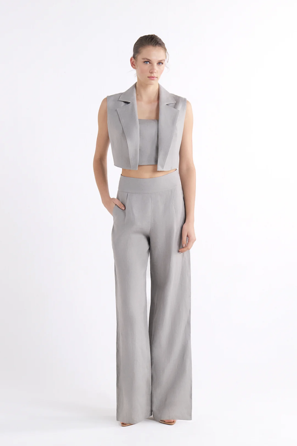 BRIONY BLACK GREY CROPPED BANDEAU ÜST