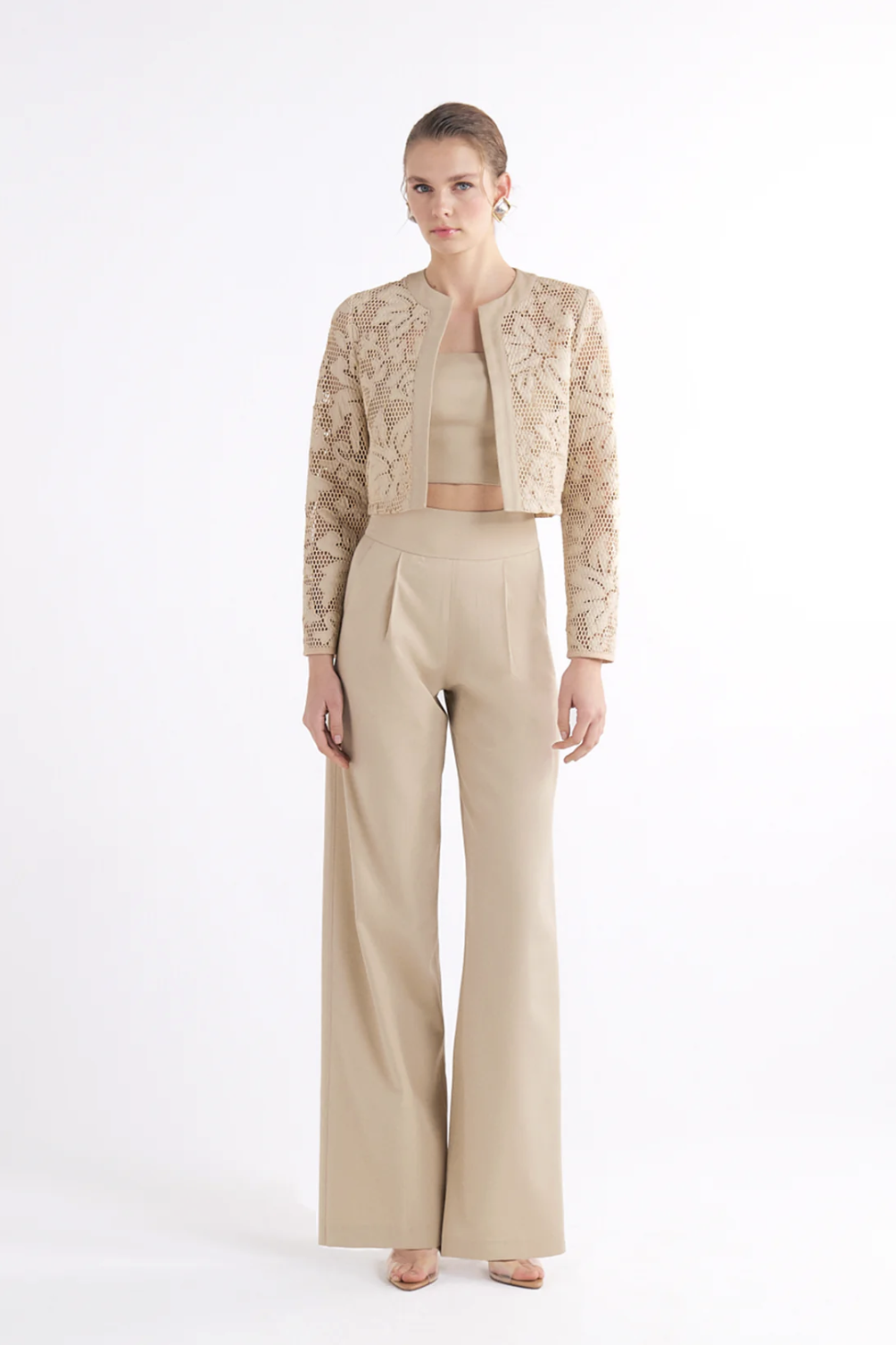 PIXIE BEIGE CROPPED BANDEAU ÜST