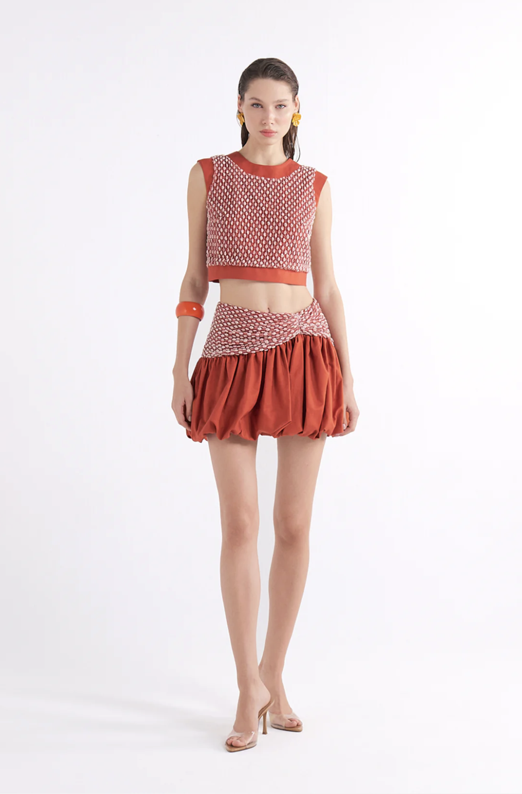 ESPERENZA TERRACOTTA KOLSUZ CROP TOP WITH CONTRAST
