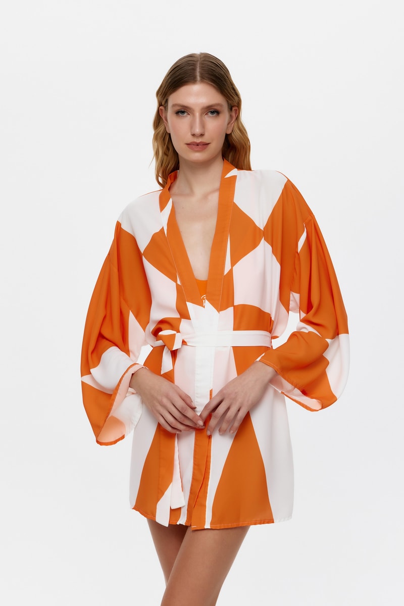 Sireng Turuncu Mini Kimono
