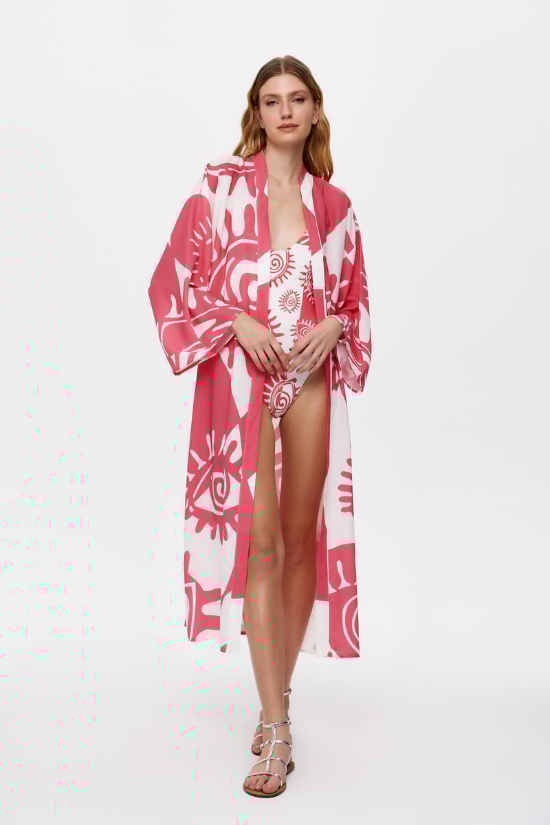 RAx Pembe Maxi Kimono