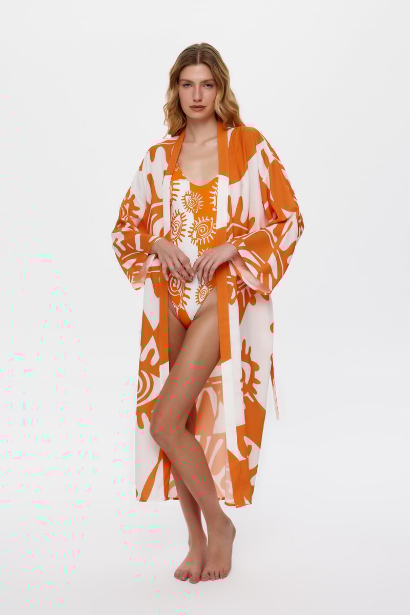 RAx Turuncu Maxi Kimono