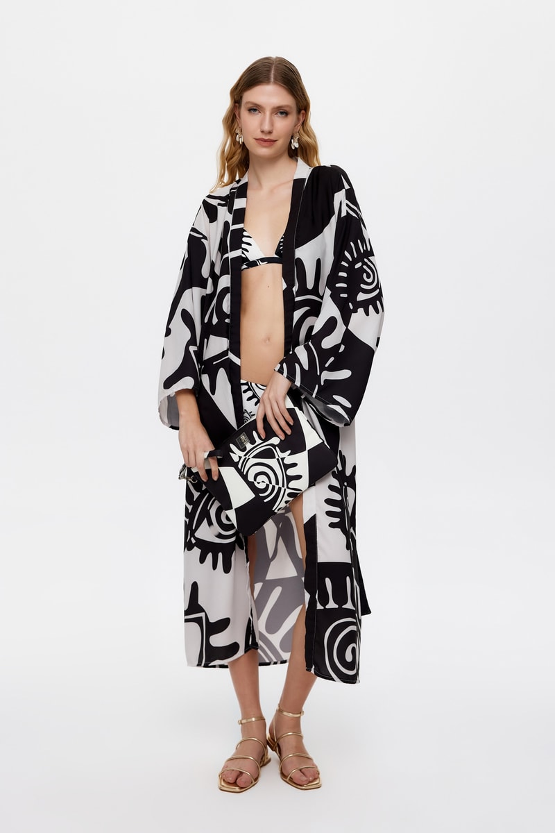 RAx Siyah Maxi Kimono