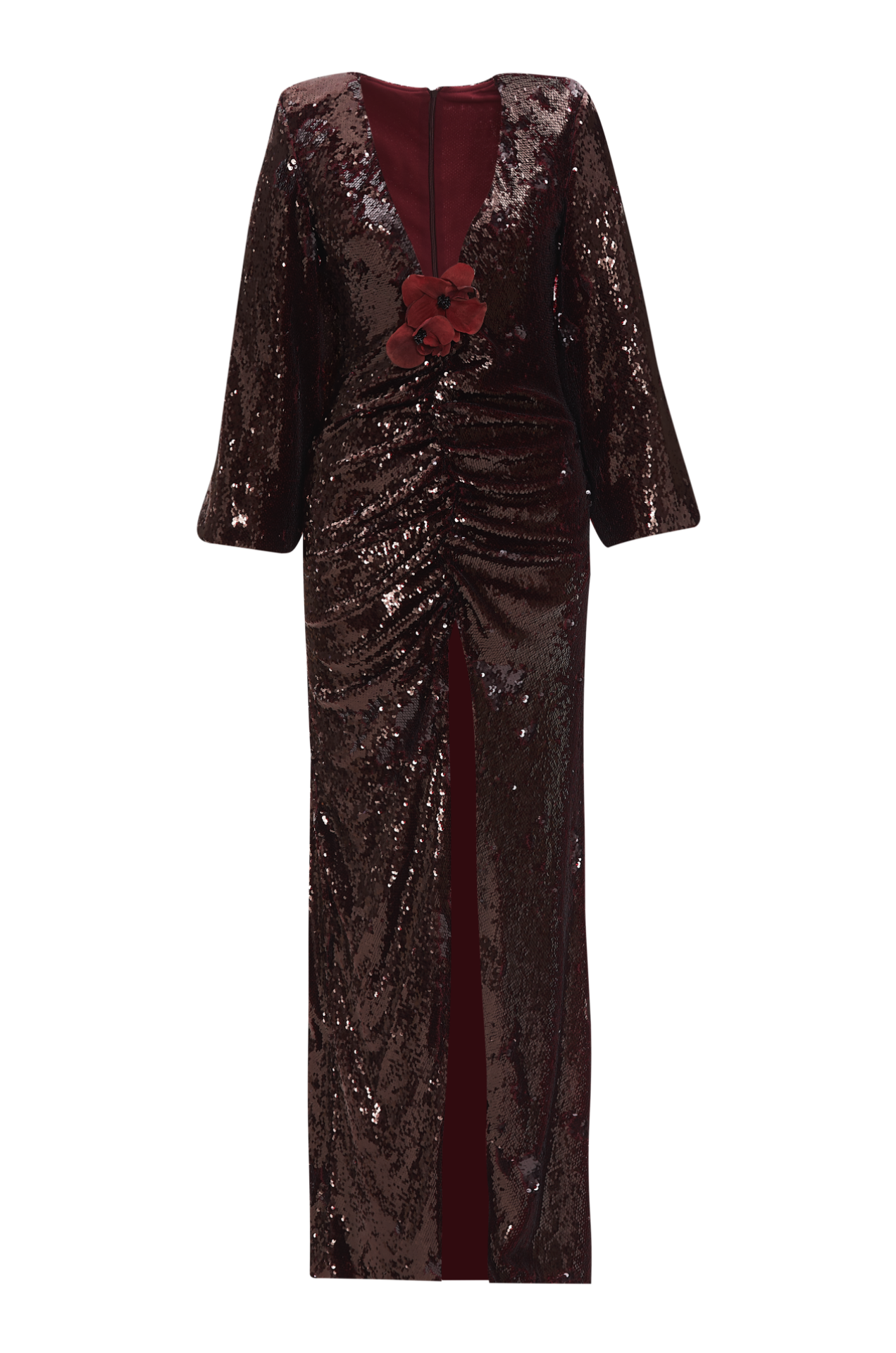 Sequin Maxi Gown with Orchid Flowers