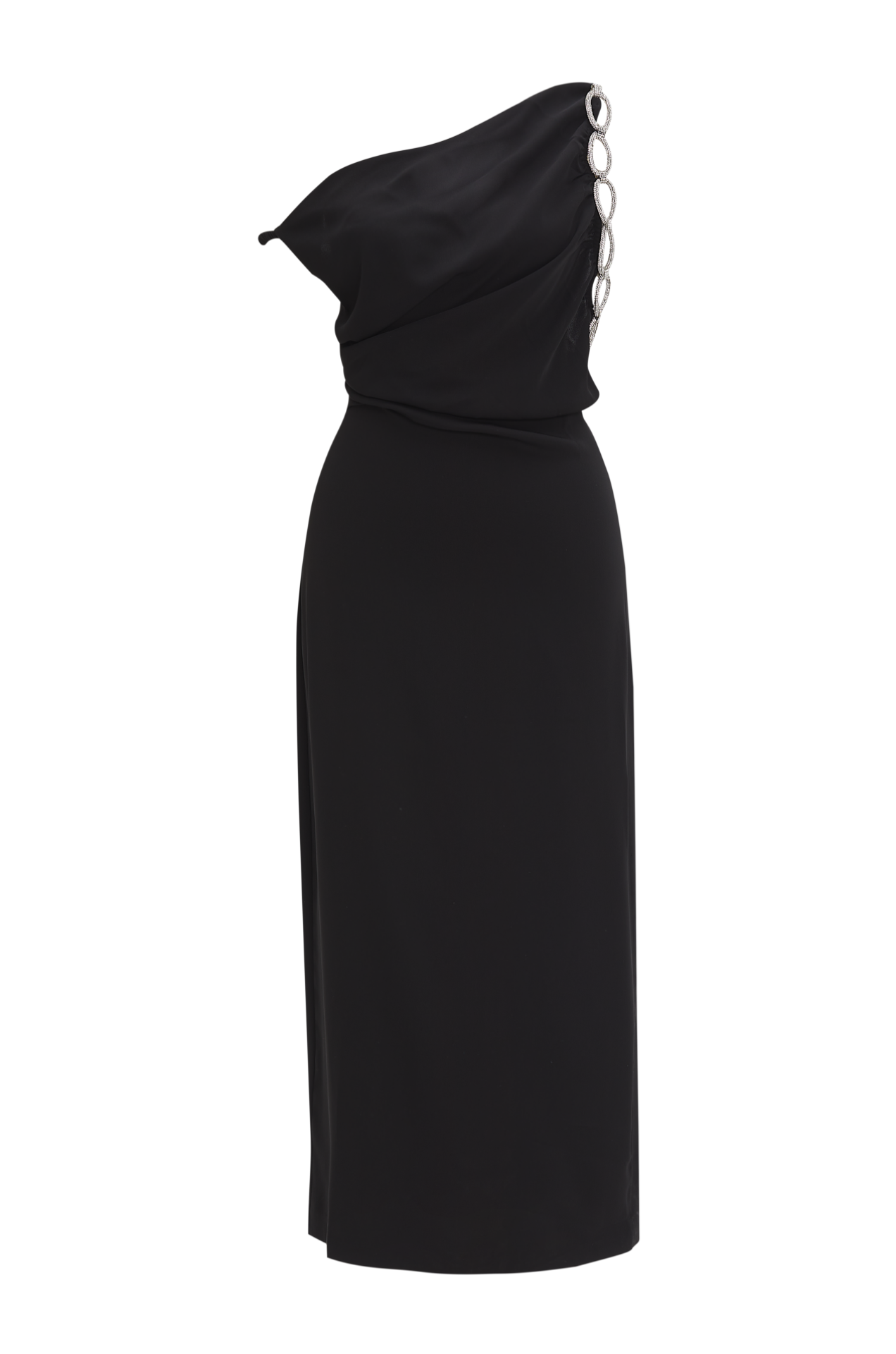 Off-shoulder Midi Black Dress