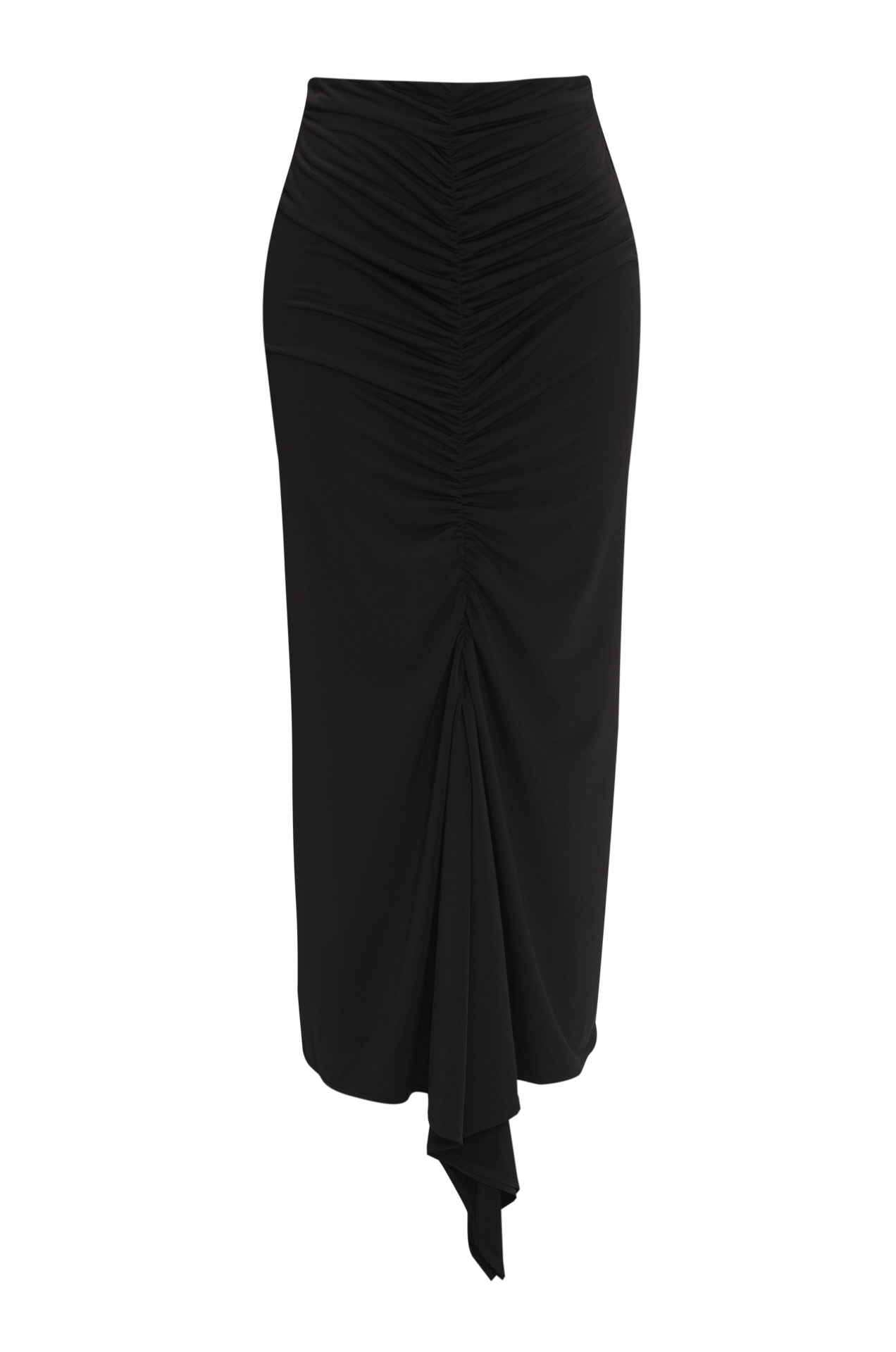 Gathered Midi Skirt in Black