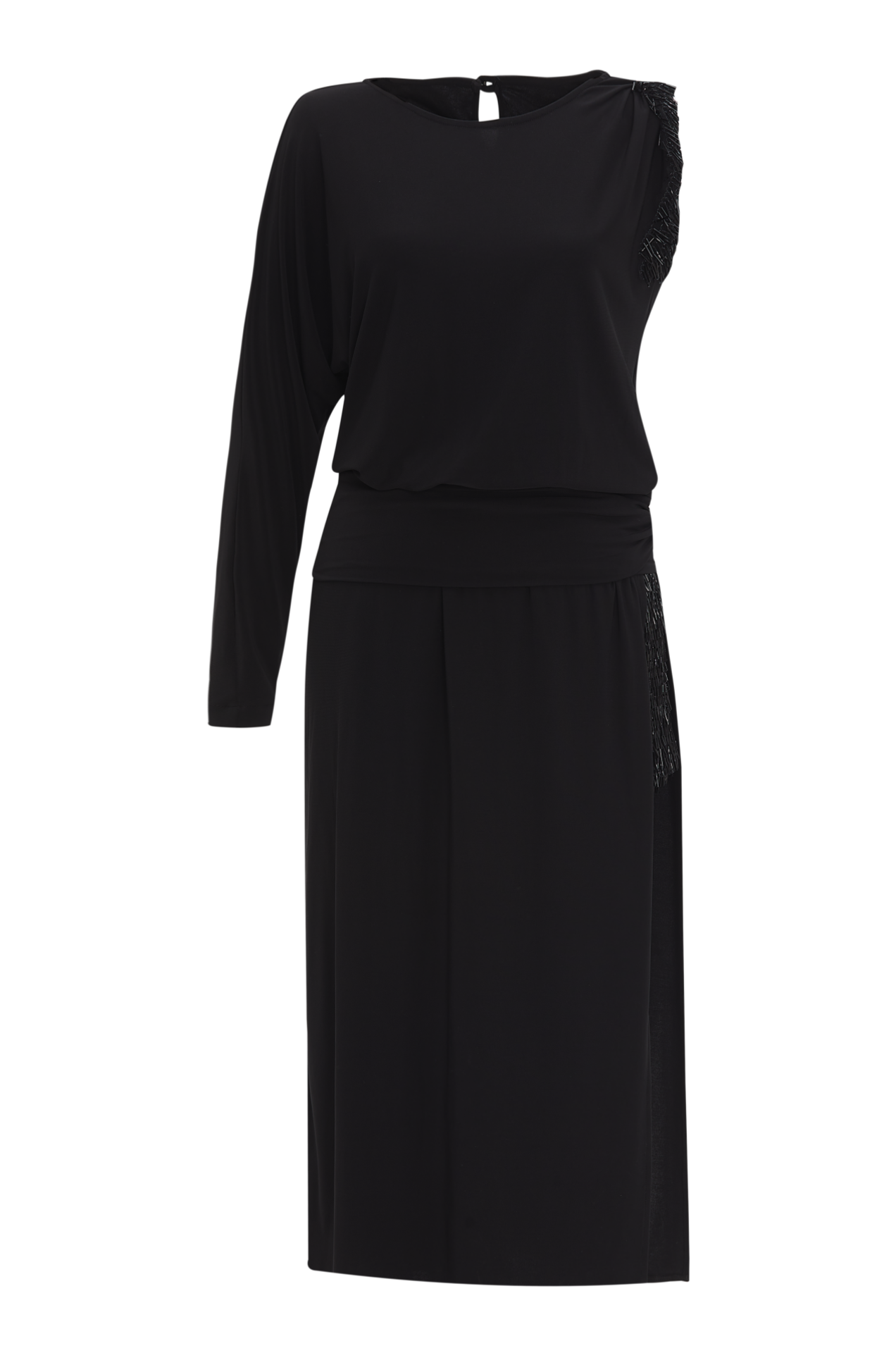 Cut-out Leg Asymmetrical Midi Dress