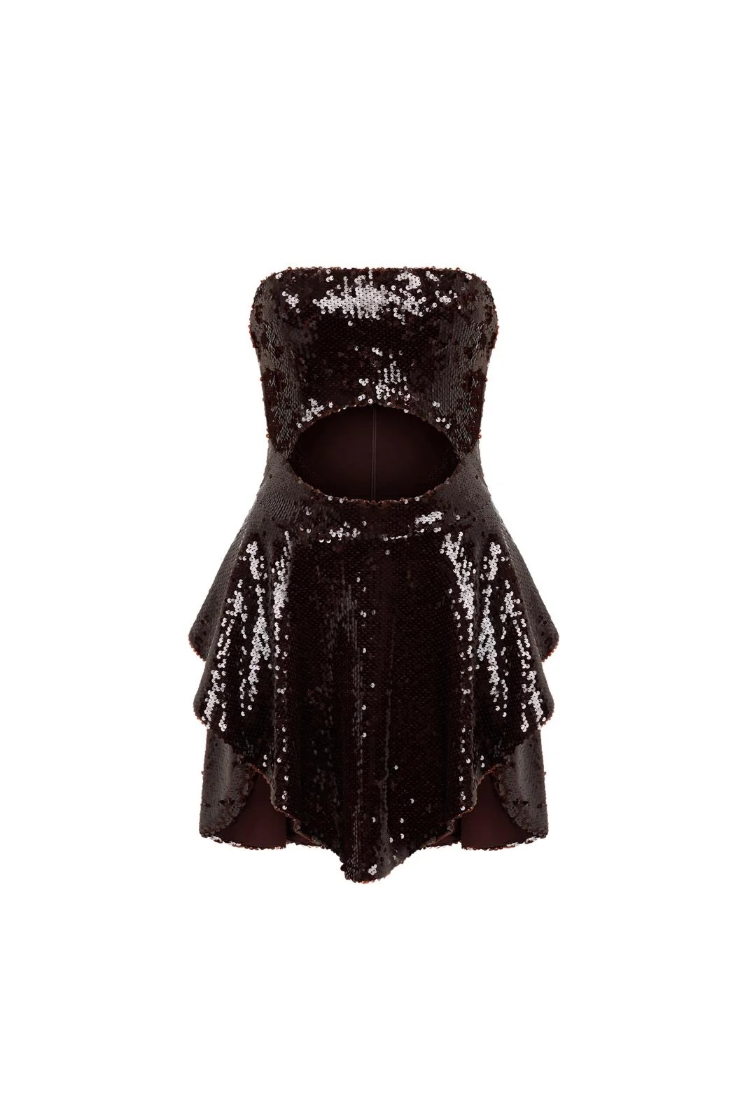 Talia Payetli Kahverengi Elbise