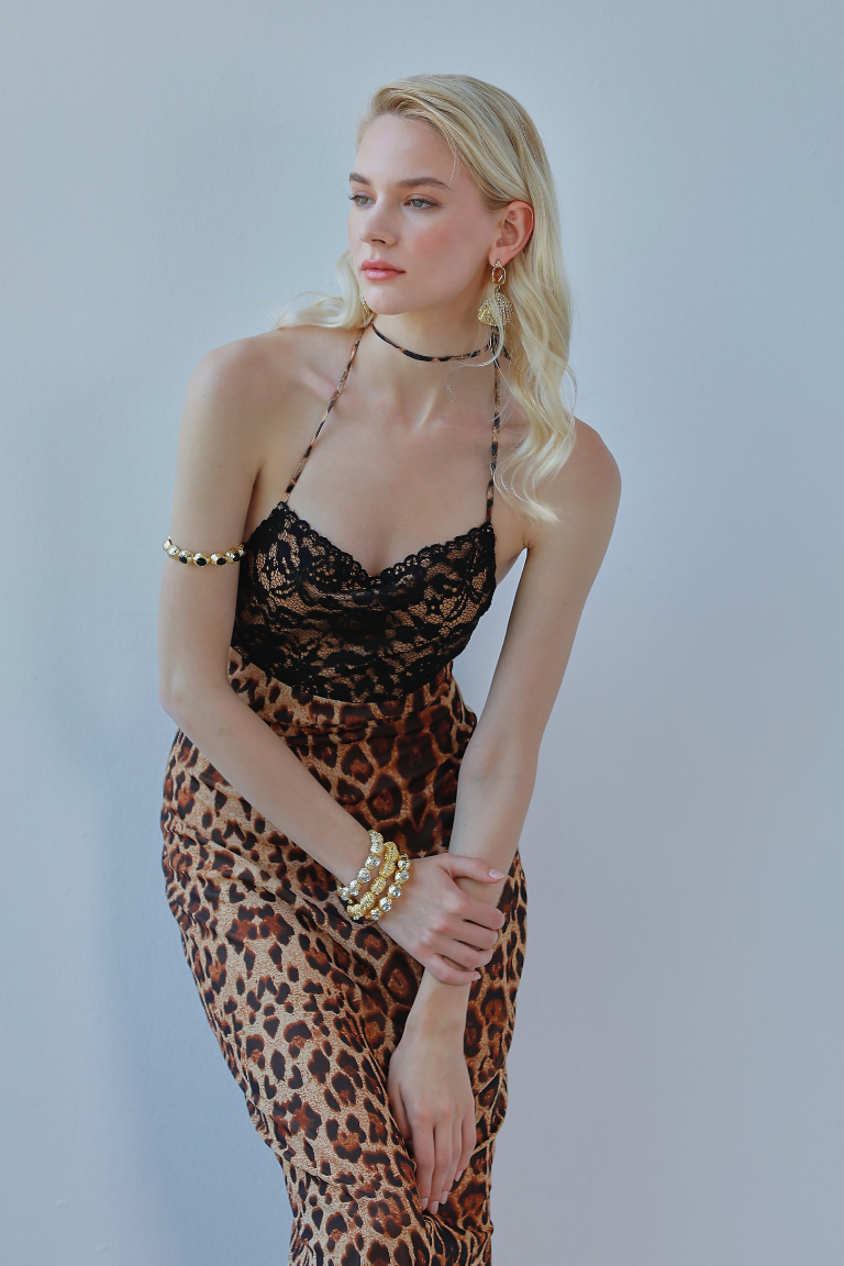 LACE LEOPARD D'OR MIDI