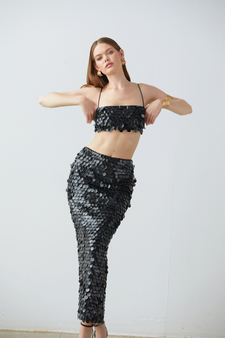 NOIR CHARISMA LEATHER IN MIDI