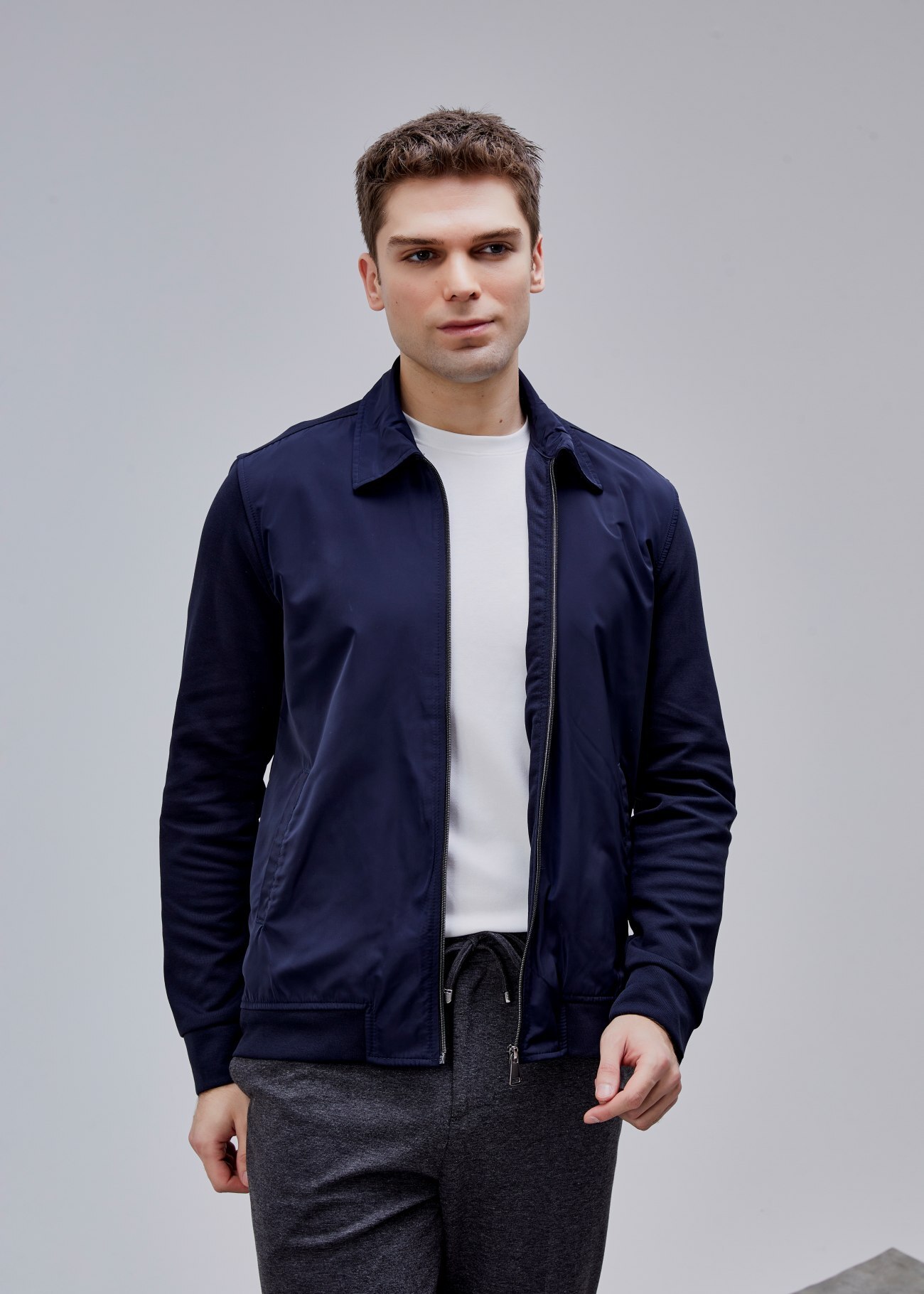 Lacivert Renk Regular Fit Fermuarlı Casual Ceket