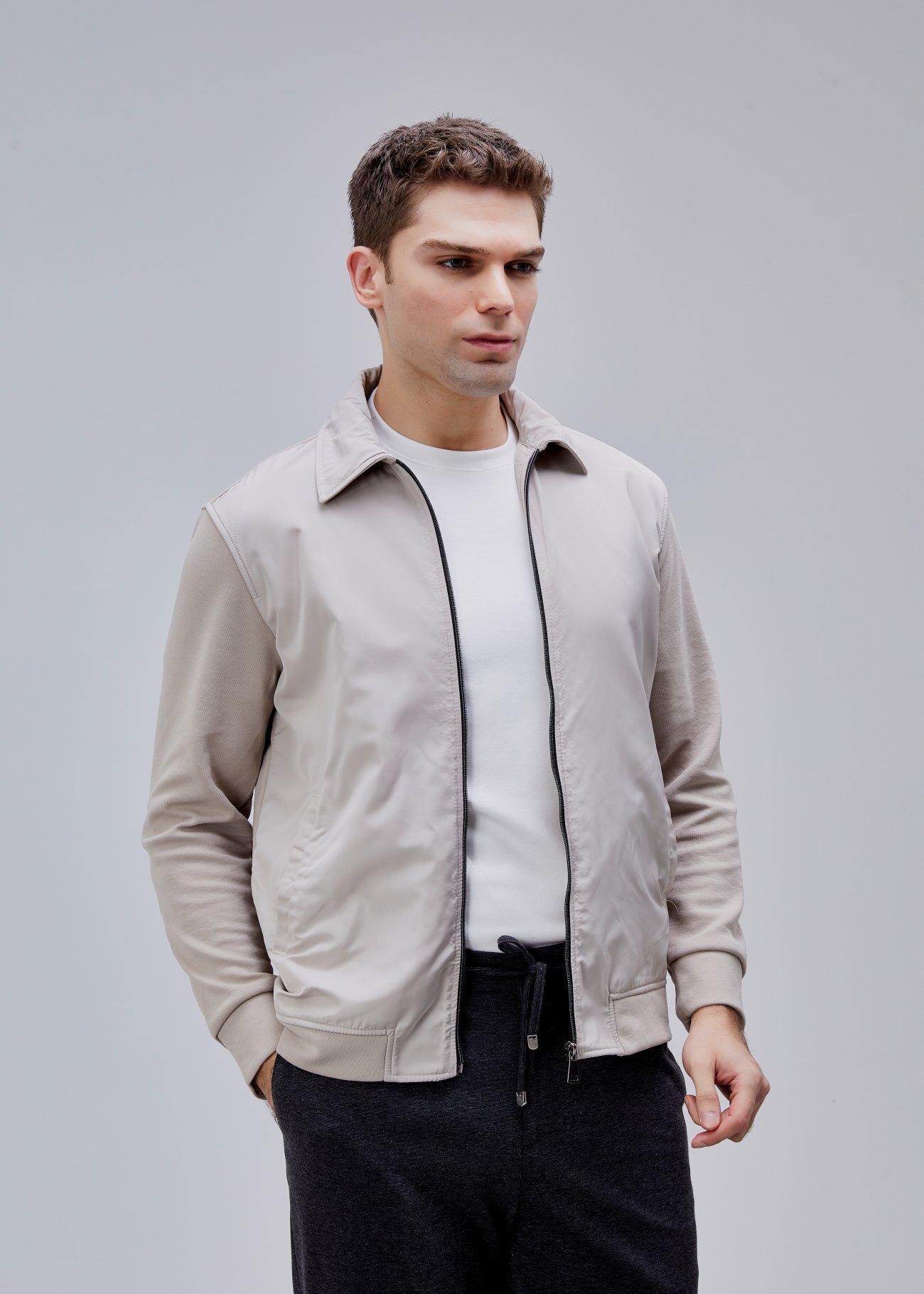 Taş Renk Regular Fit Fermuarlı Casual Ceket