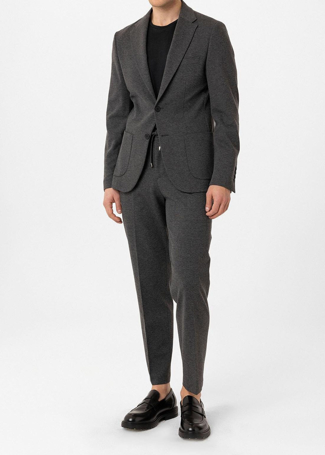 Antrasi̇t Renk Rahat Kesim Örme Jogger Pantolon