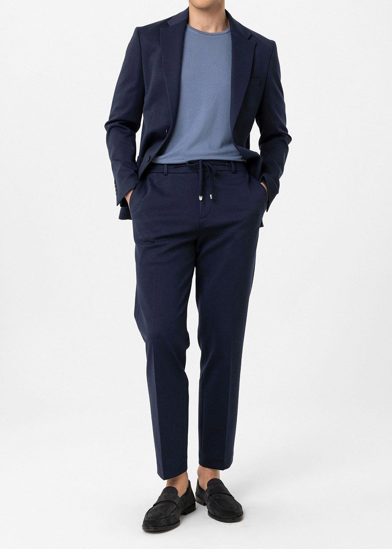 Lacivert Renk Rahat Kesim Örme Jogger Pantolon