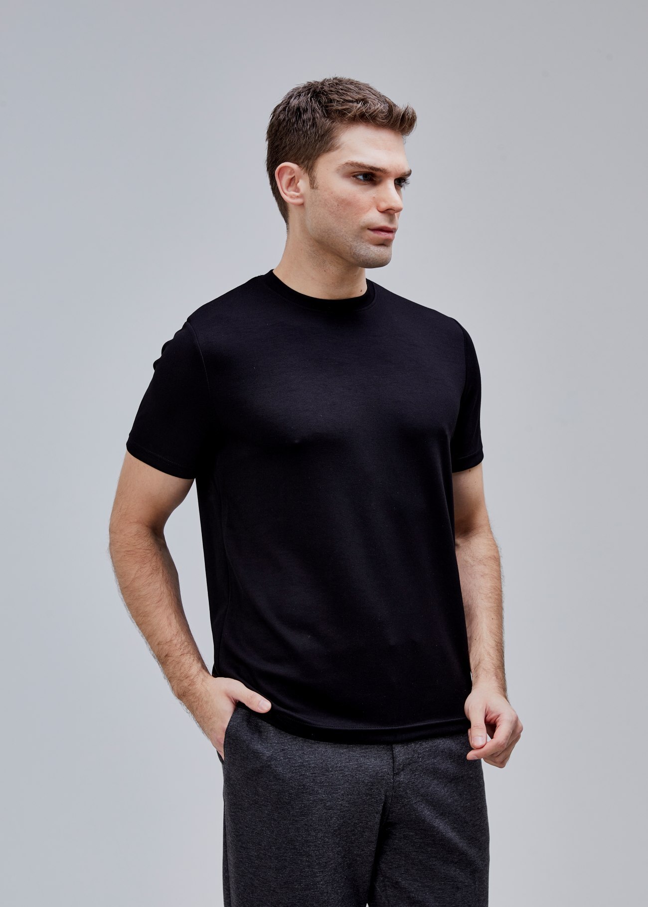 Siyah Renk Basic Modal Tshirt