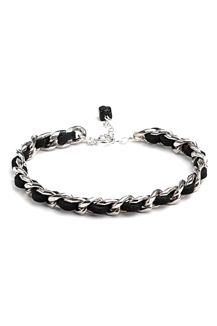Chaileather Black - Zincir & Deri Bileklik