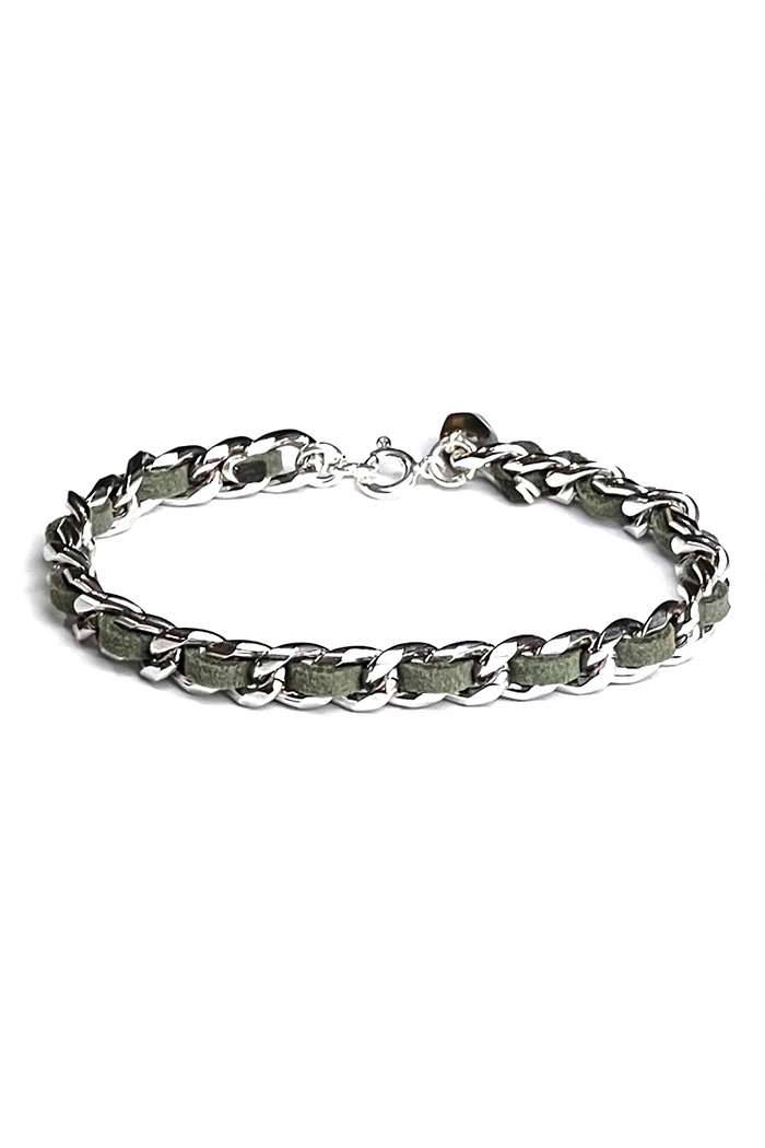 Chaileather Green - Zincir & Deri Bileklik