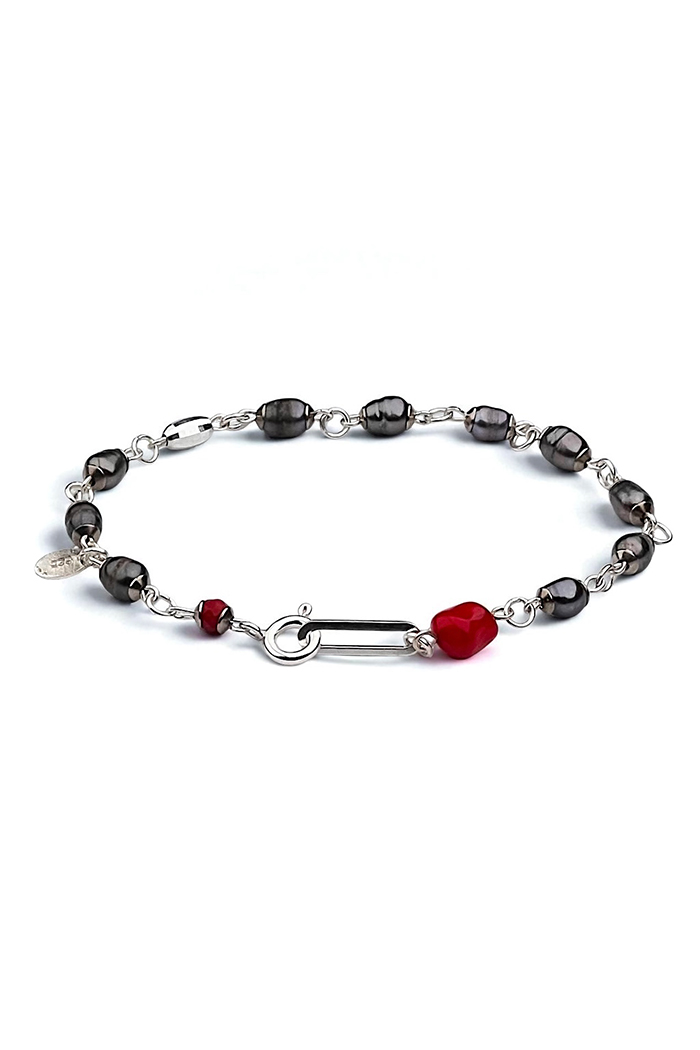 Pearl & Coral & Silver - Bileklik