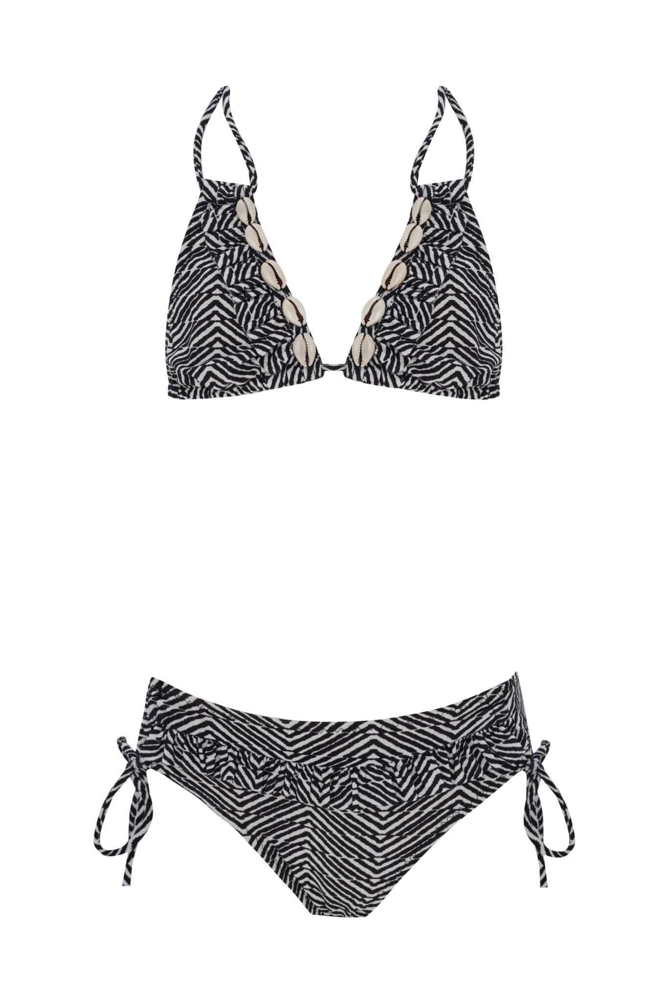 Mona Zebra Desenli Fırfır Detaylı Çocuk Bikini