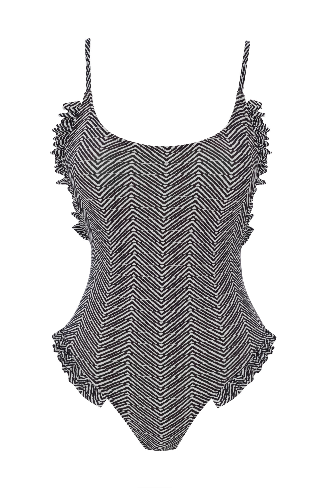 Mona Zebra Desenli Fırfır Detaylı Mayo