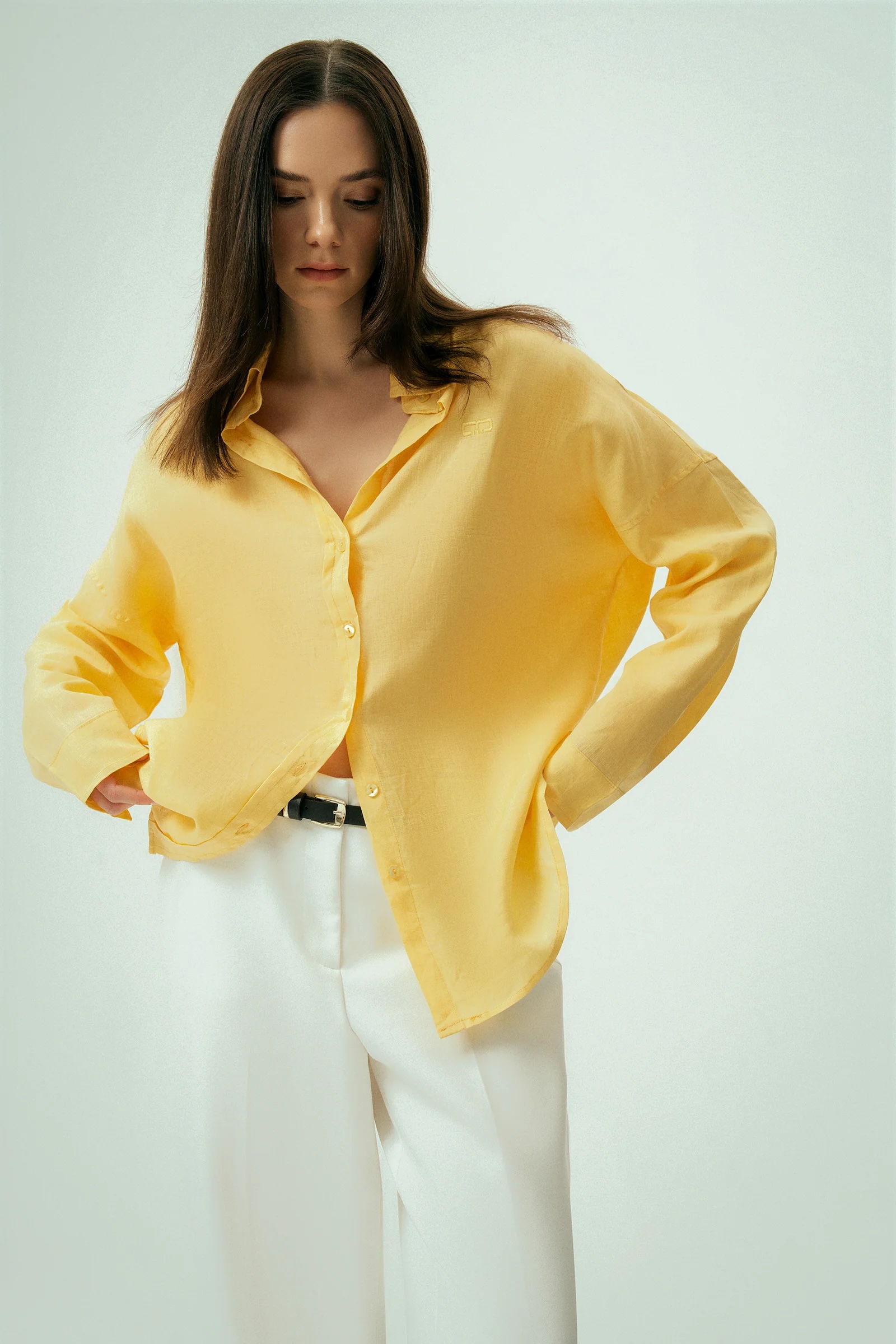 Dune Oversize Keten Sarı Gömlek