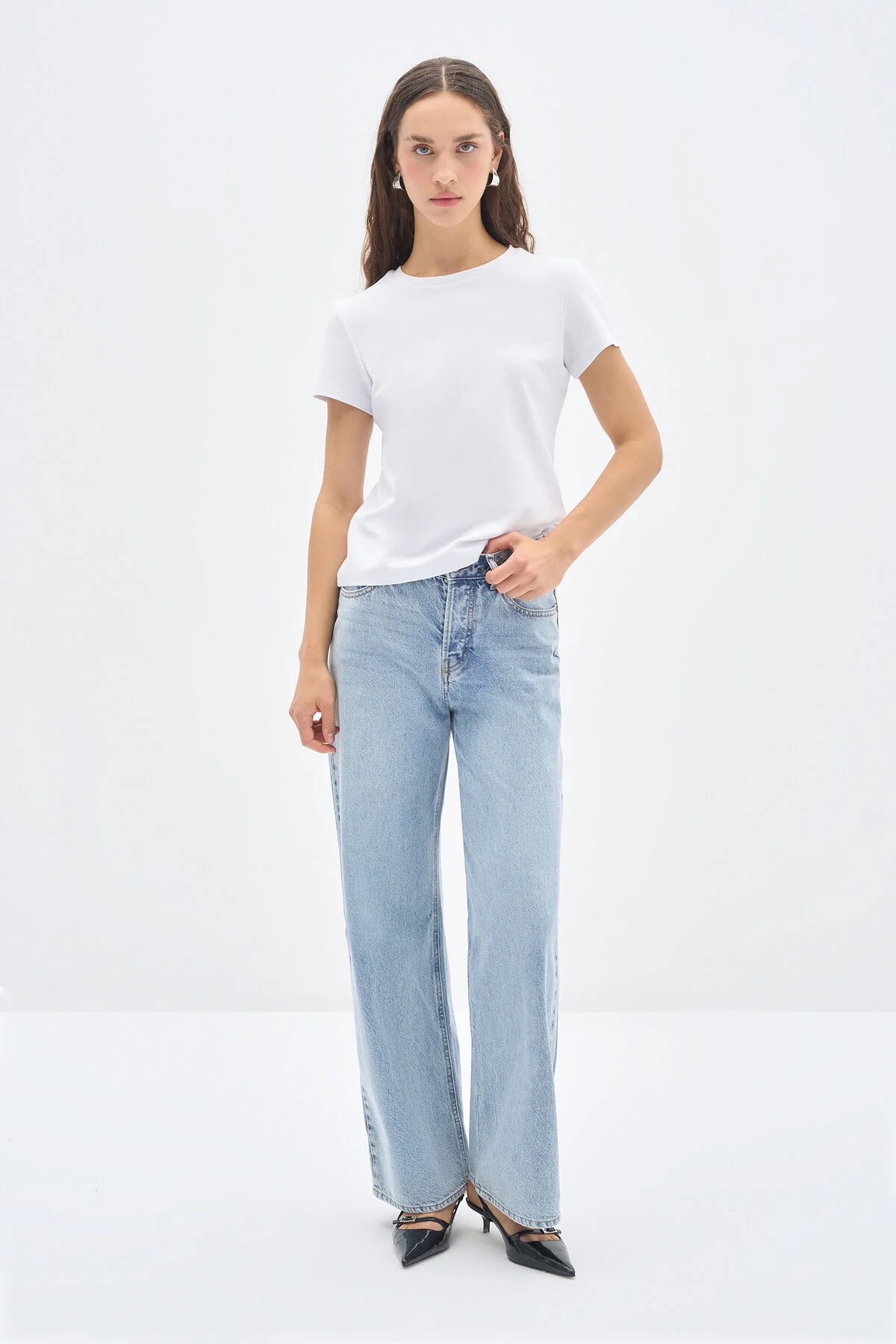 Everlasting Comfort Fit Basic Beyaz Ribana T-shirt